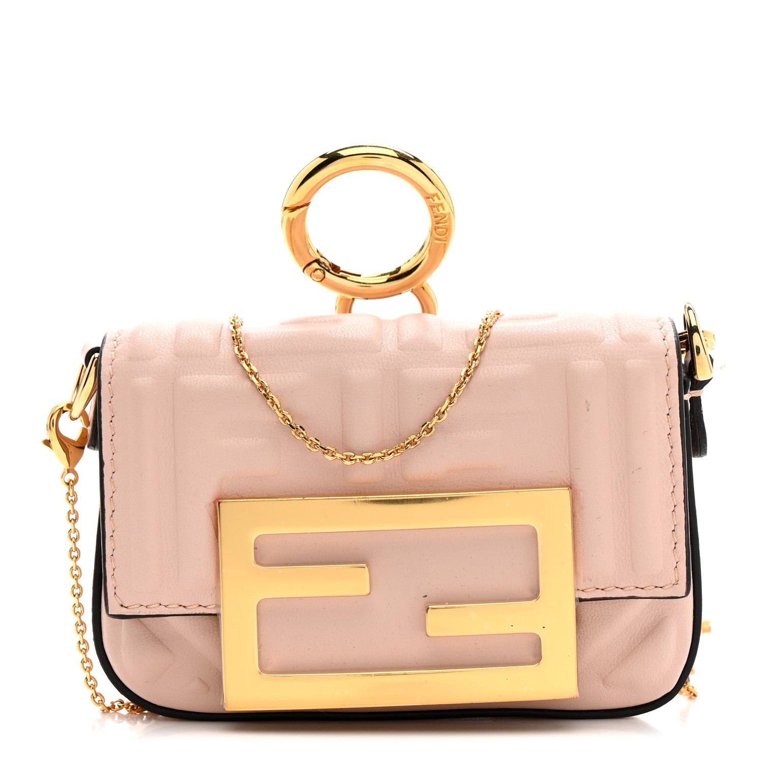Fendi Nappa Matisse FF Embossed Nano Maxi Buckle Baguette Charm