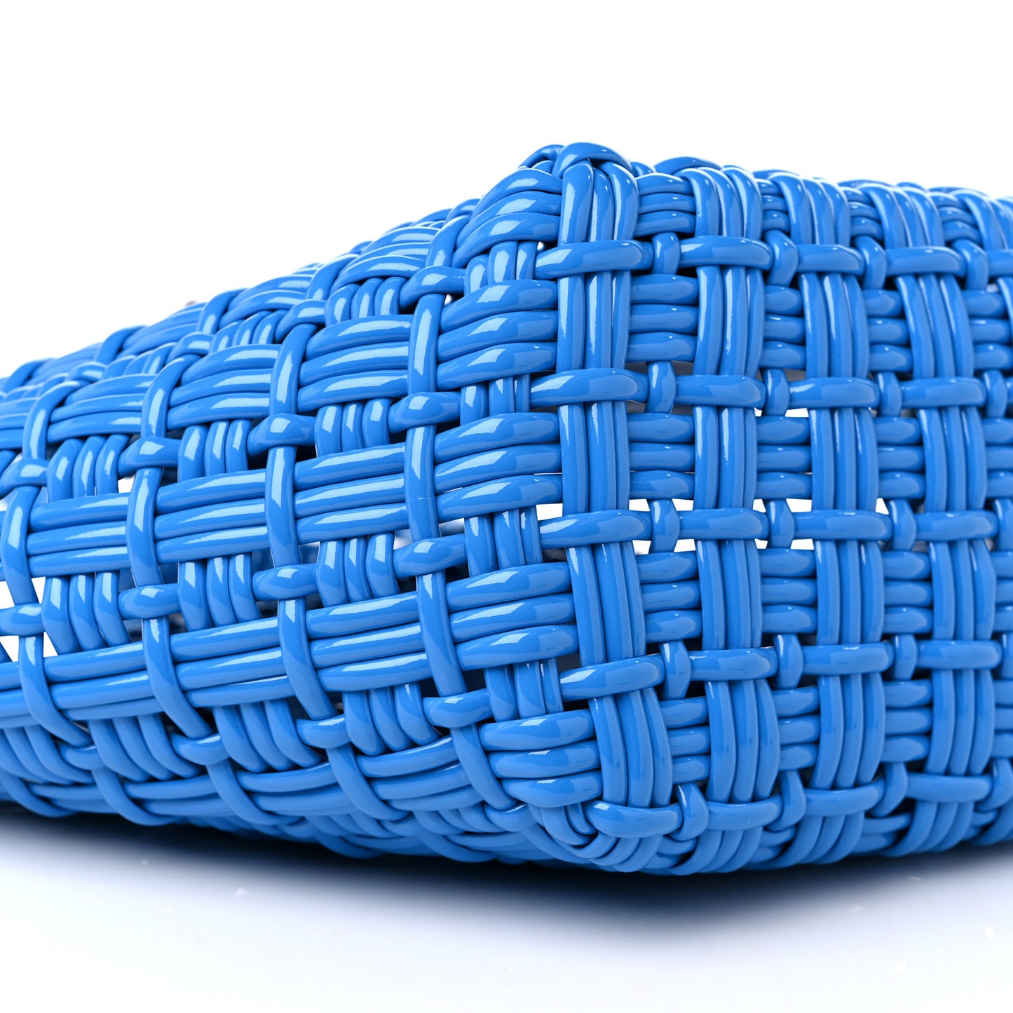 Varnished Faux Calfskin Braided XS Bistro Basket Blue