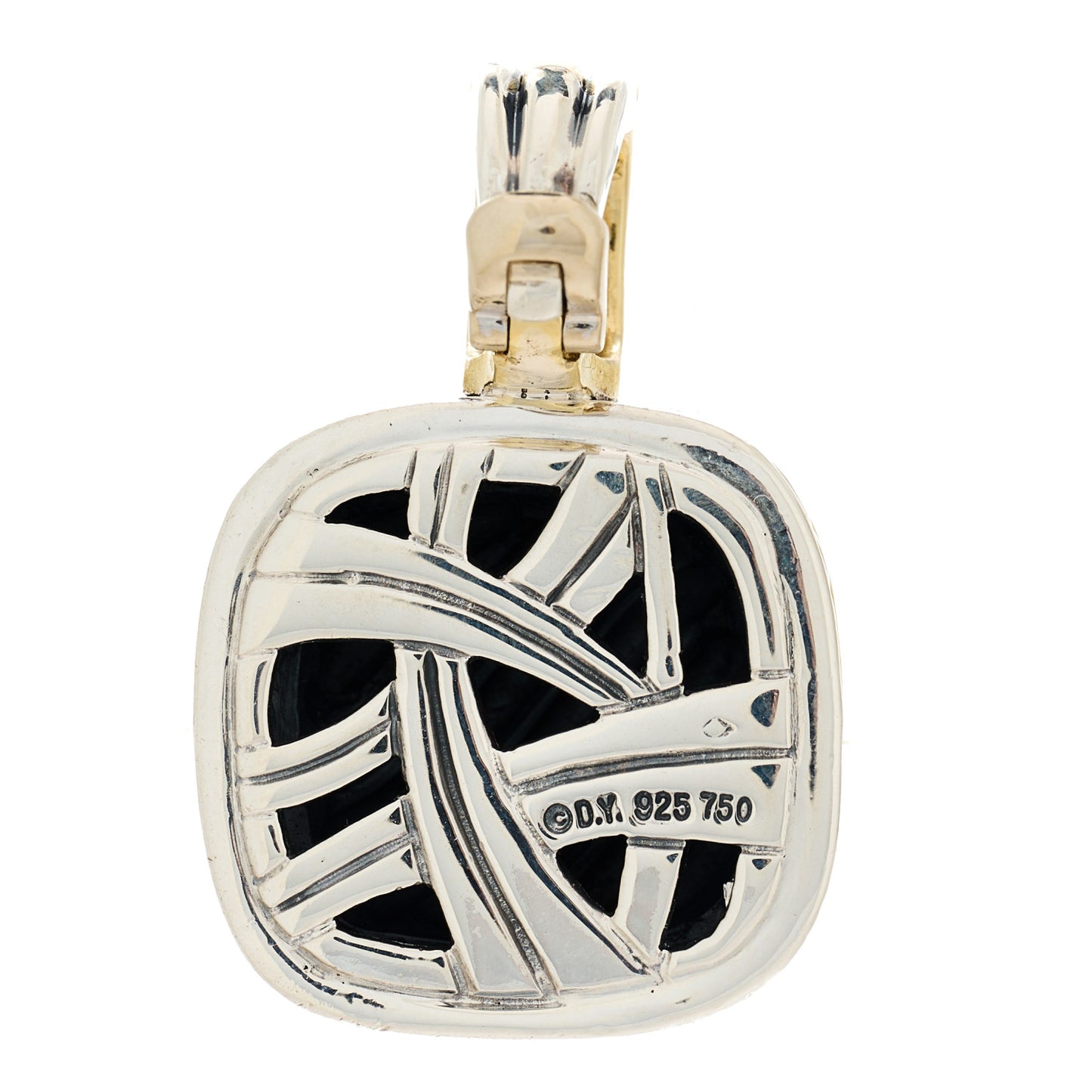 Sterling Silver 18K Yellow Gold 16mm Sculpted Cable Enhancer Pendant