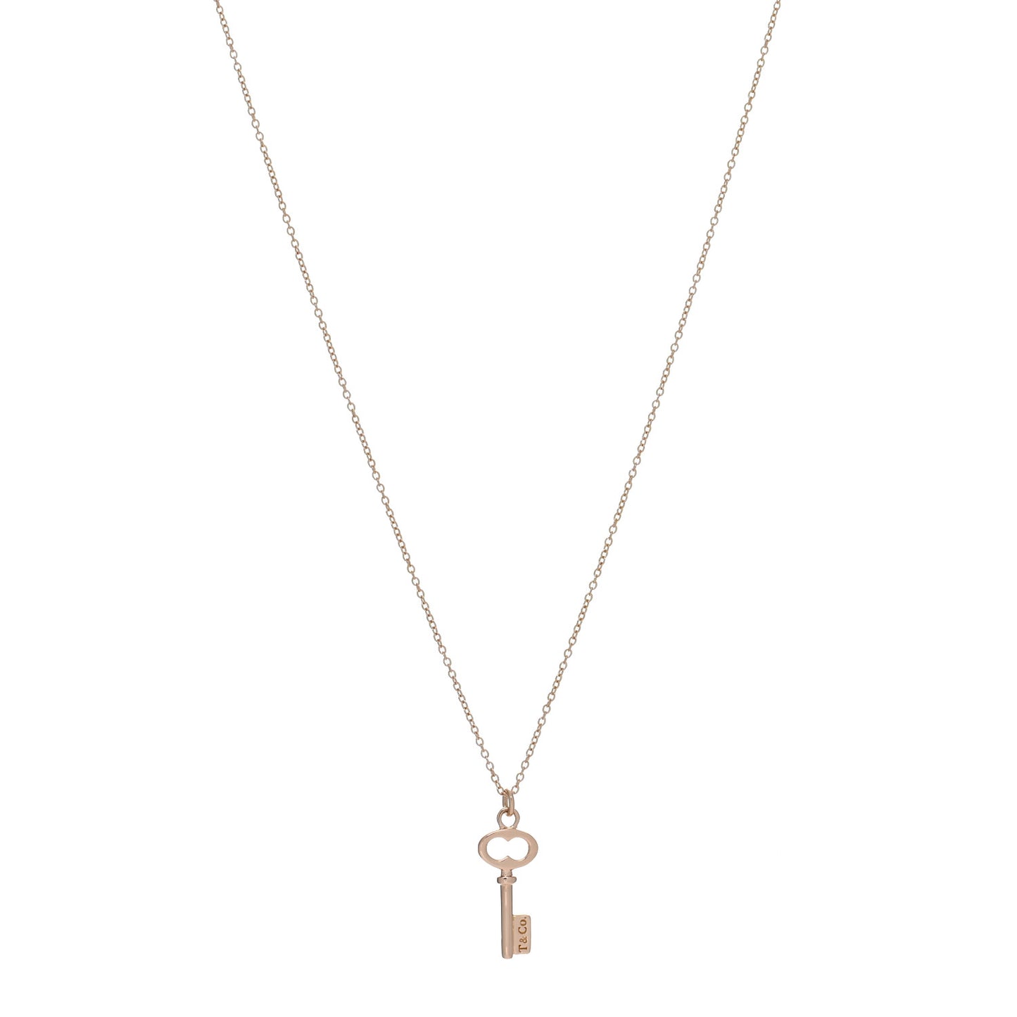 18K Rose Gold Mini Oval Key Pendant Necklace