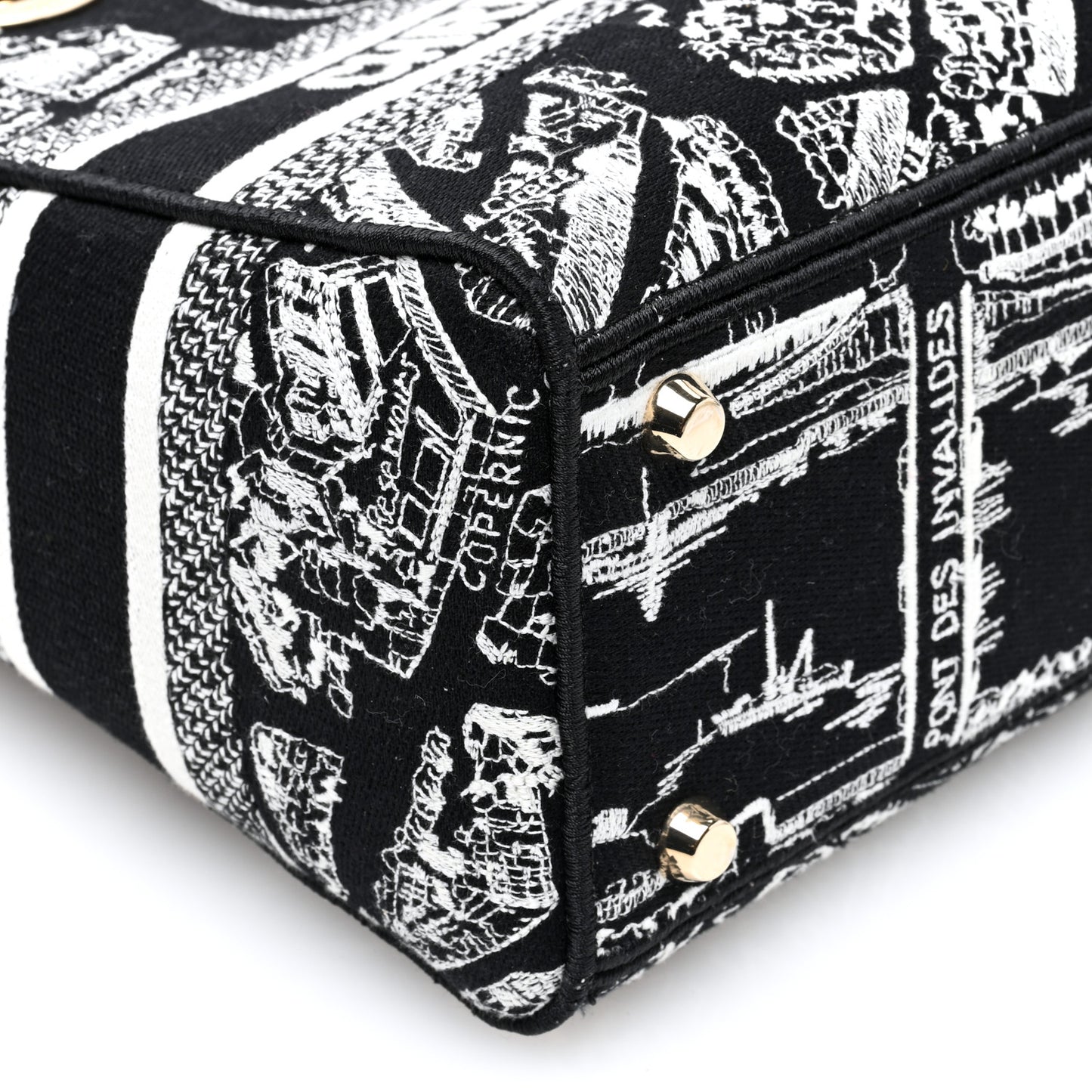 Canvas Embroidered Medium Plan de Paris Lady D-Lite Black White