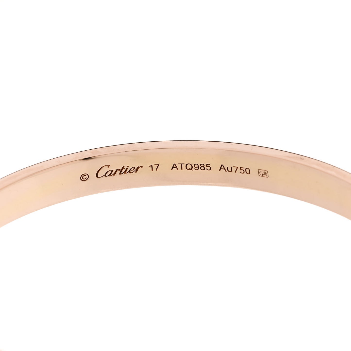 18K Pink Gold LOVE Cuff Bracelet 17
