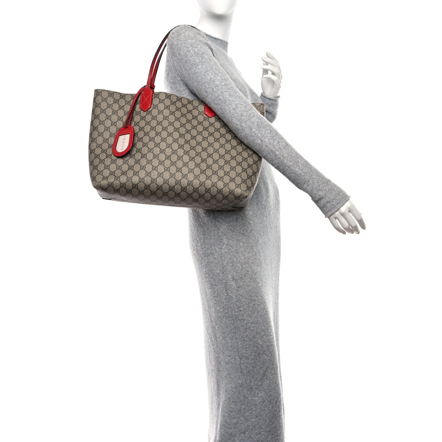 GG Supreme Monogram Medium Reversible Tote Beige Tobasco