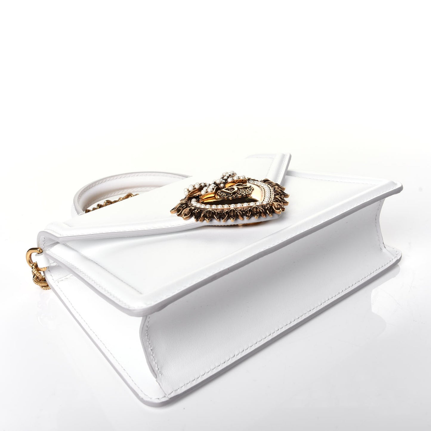 Smooth Calfskin Small Devotion Envelope Top Handle Bag White
