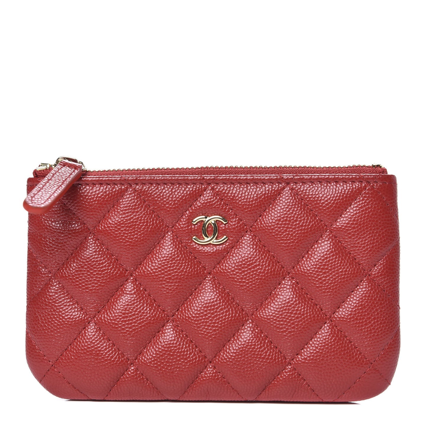Caviar Quilted Small Cosmetic Case Red