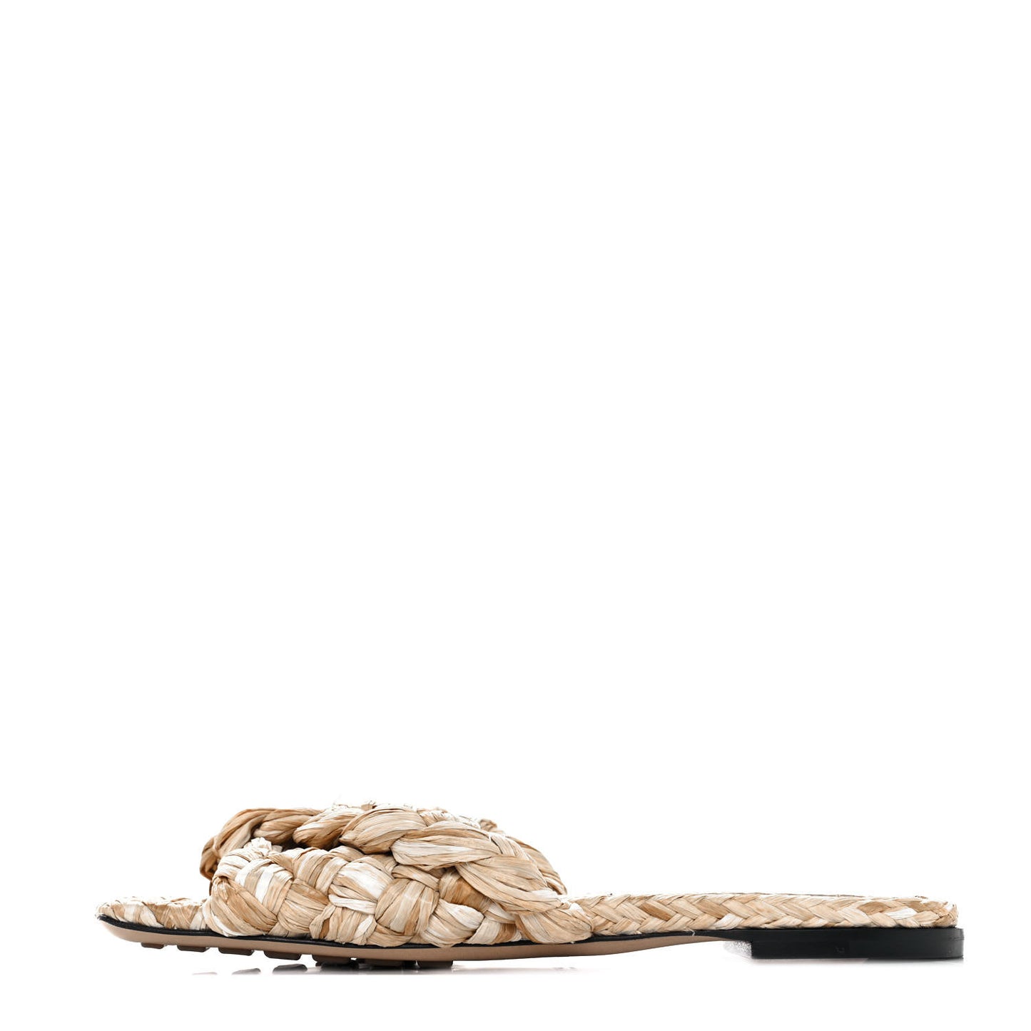 Raffia Twisted Intrecciato Stretch Flat Sandals 36.5 Macadamia