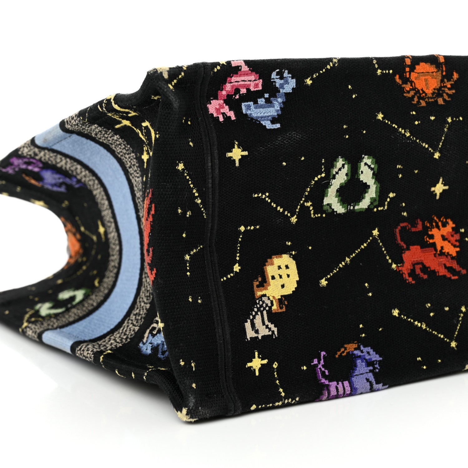 Christian Dior Canvas Embroidered Medium Pixel Zodiac Book Tote Black Multicolor 8 of 13
