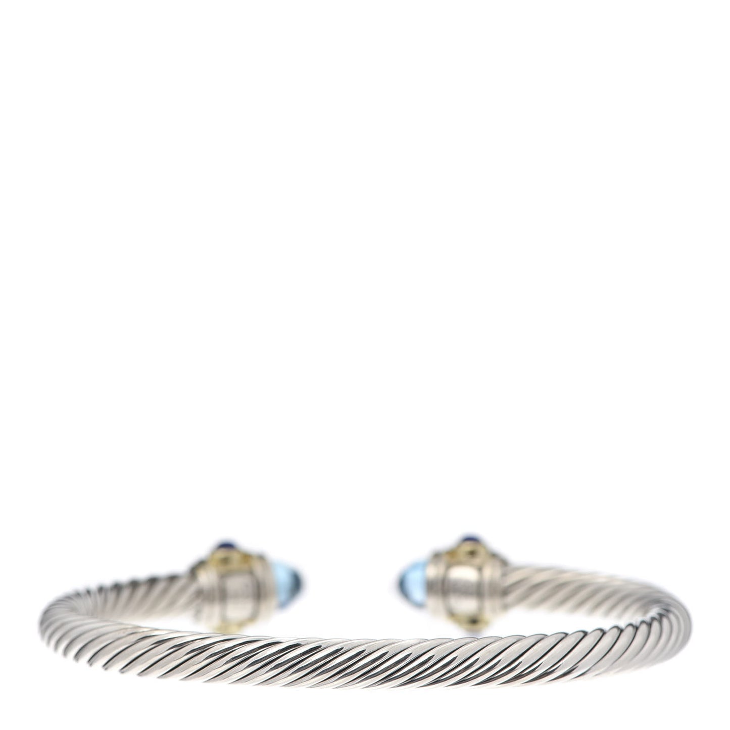 Sterling Silver 14K Yellow Gold Blue Topaz Lapis Lazuli 5mm Cable Renaissance Bracelet
