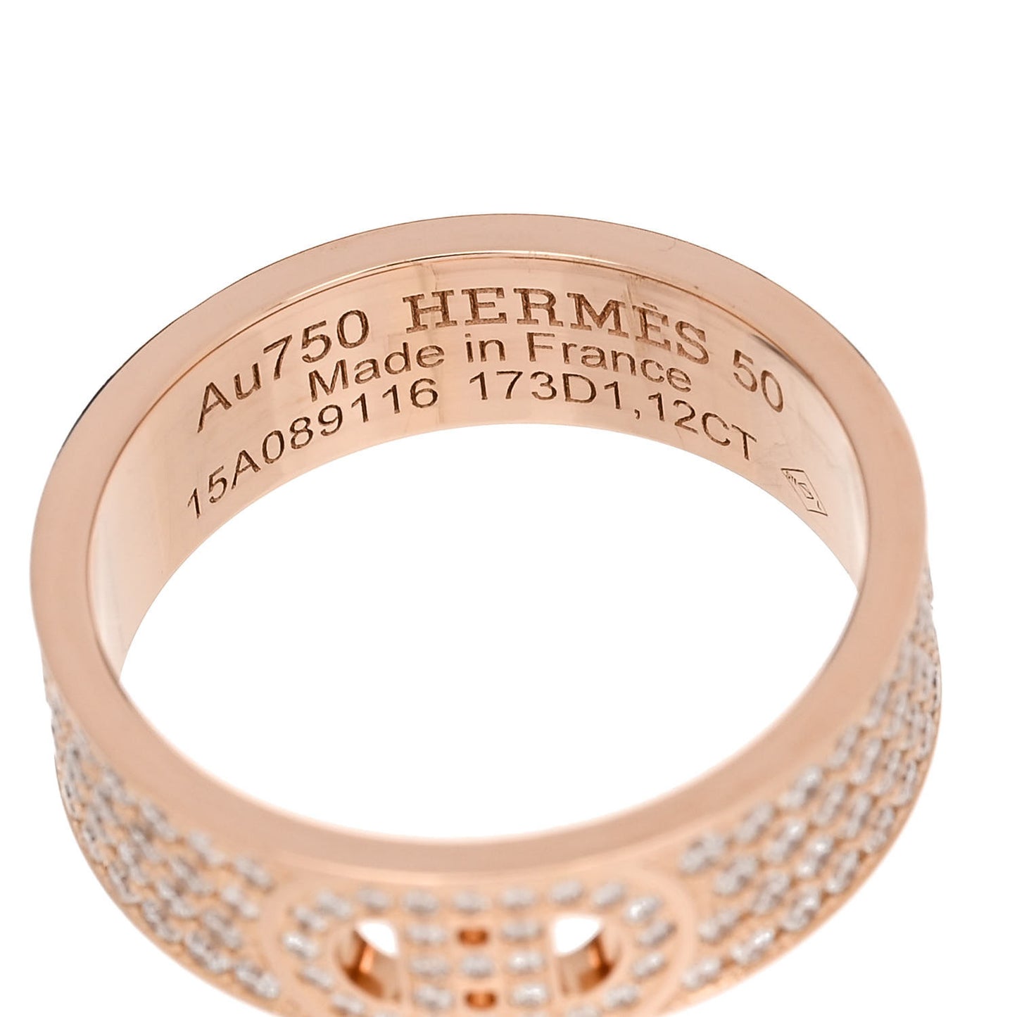 18K Rose Gold Diamond PM H D'Ancre Pave Ring 50 5.25