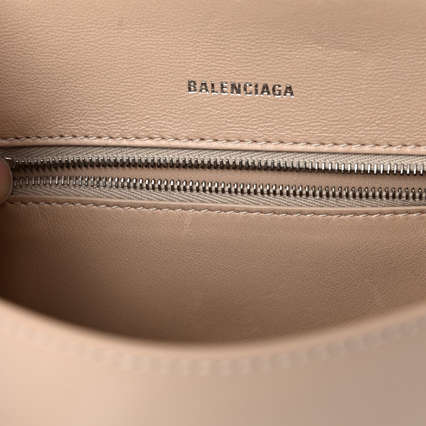 Shiny Box Calfskin Small Hourglass Top Handle Bag Light Beige