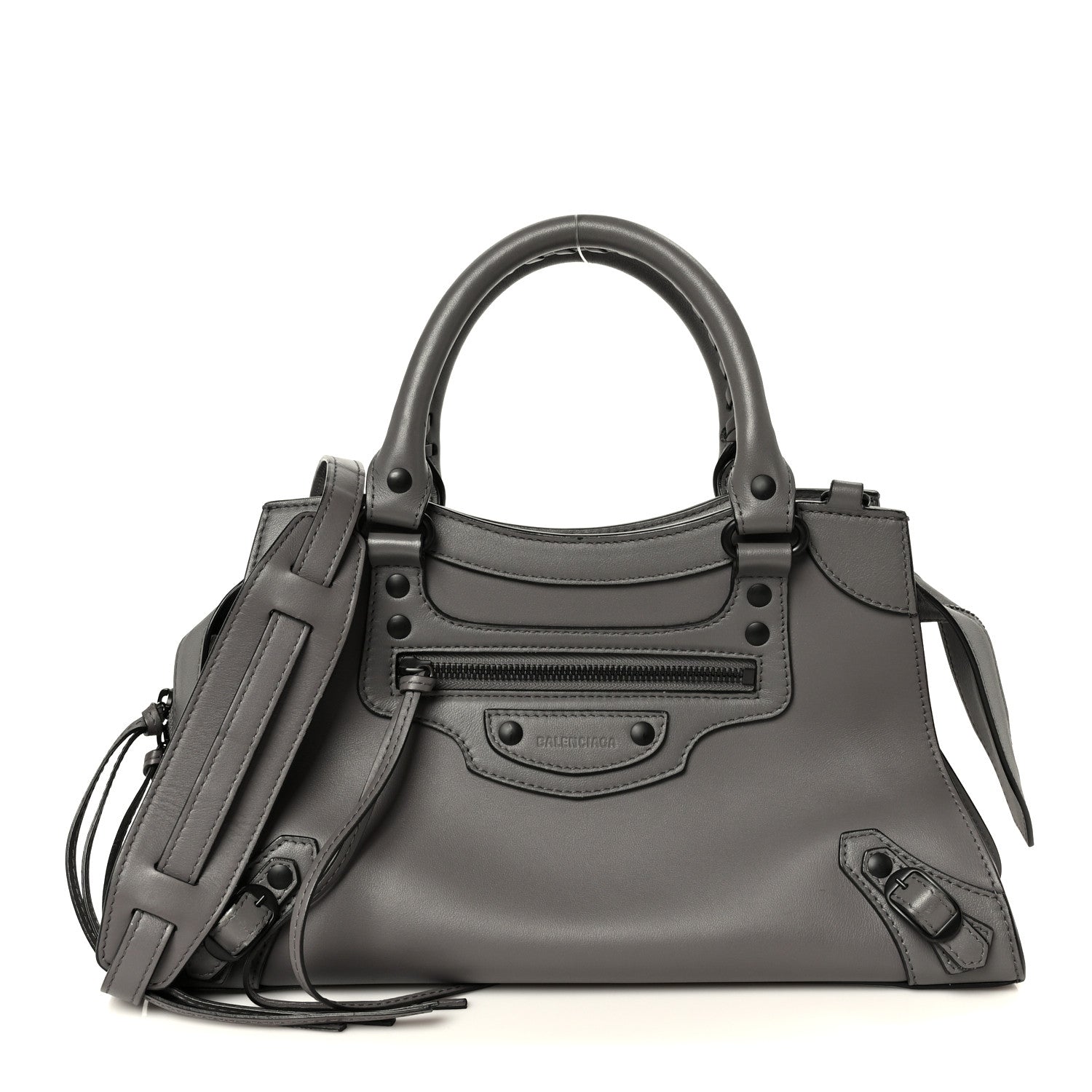 Balenciaga ハンドバッグ グレー Balenciaga Smooth Calfskin Neo Classic Black Hardware S City Dark