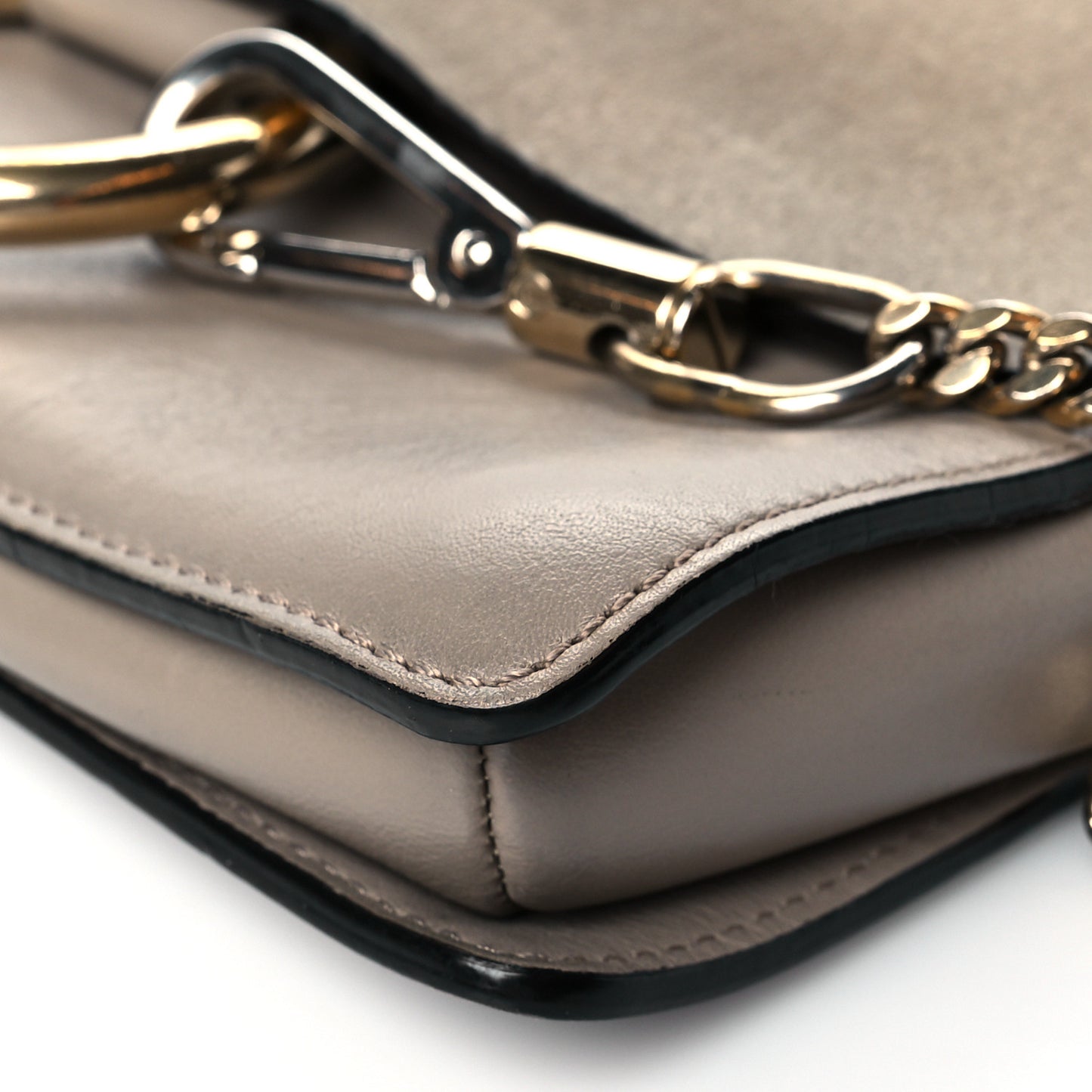 Suede Calfskin Small Faye Shoulder Bag Motty Grey
