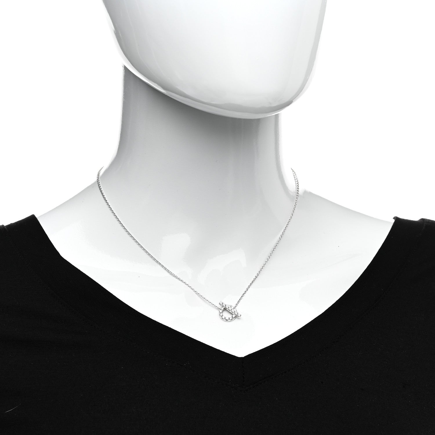 Hermes 18K White Gold Diamond Finesse Pendant Necklace 2 of 5