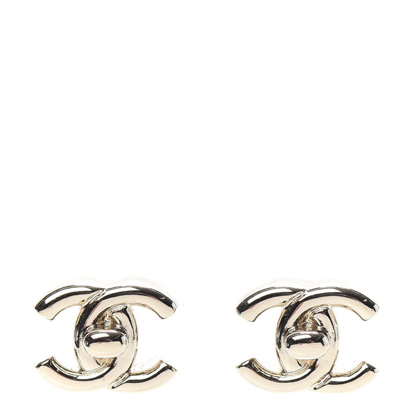 Metal CC Turnlock Earrings Gold