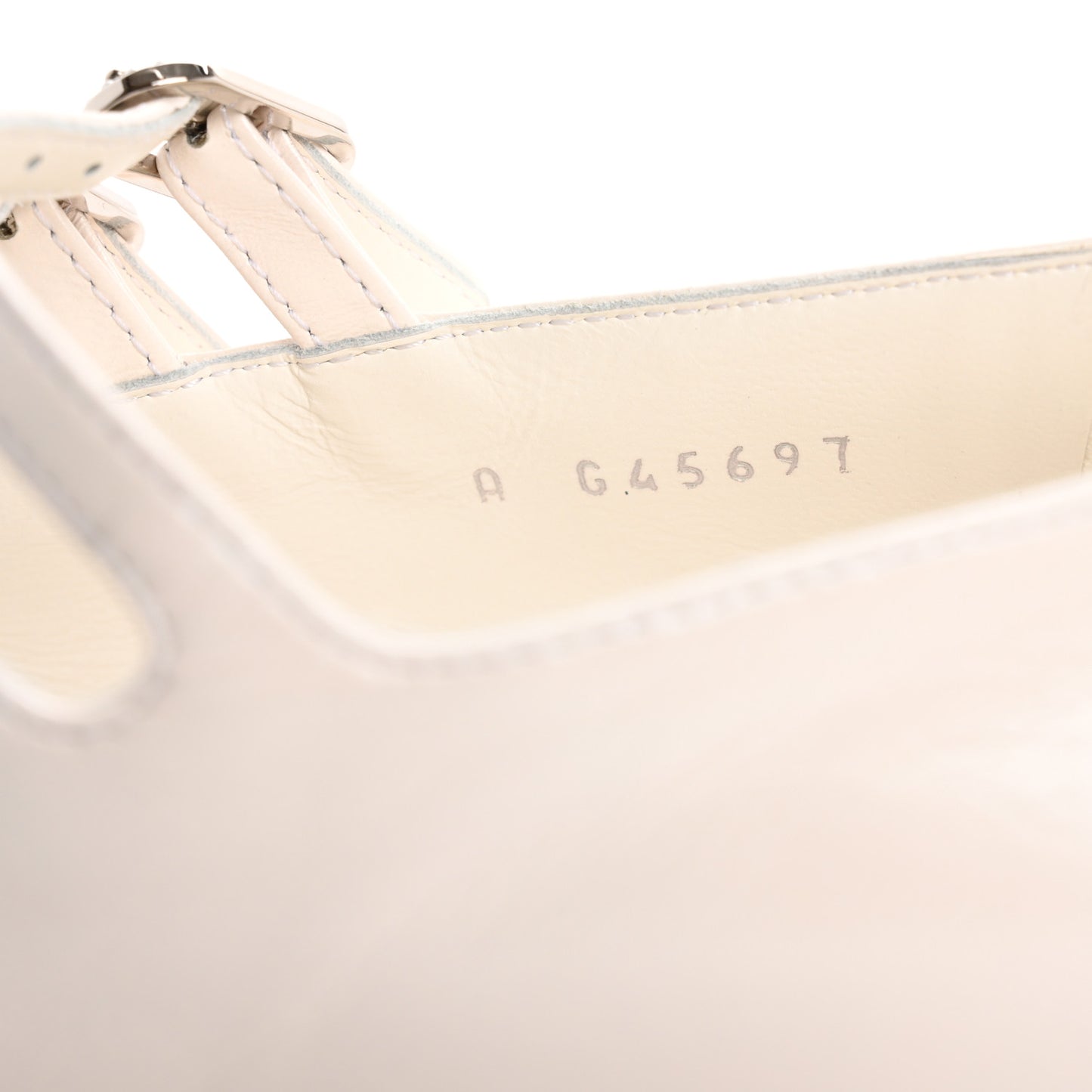 Lambskin Grosgrain Pearl Mary Jane Flats 36 White Black