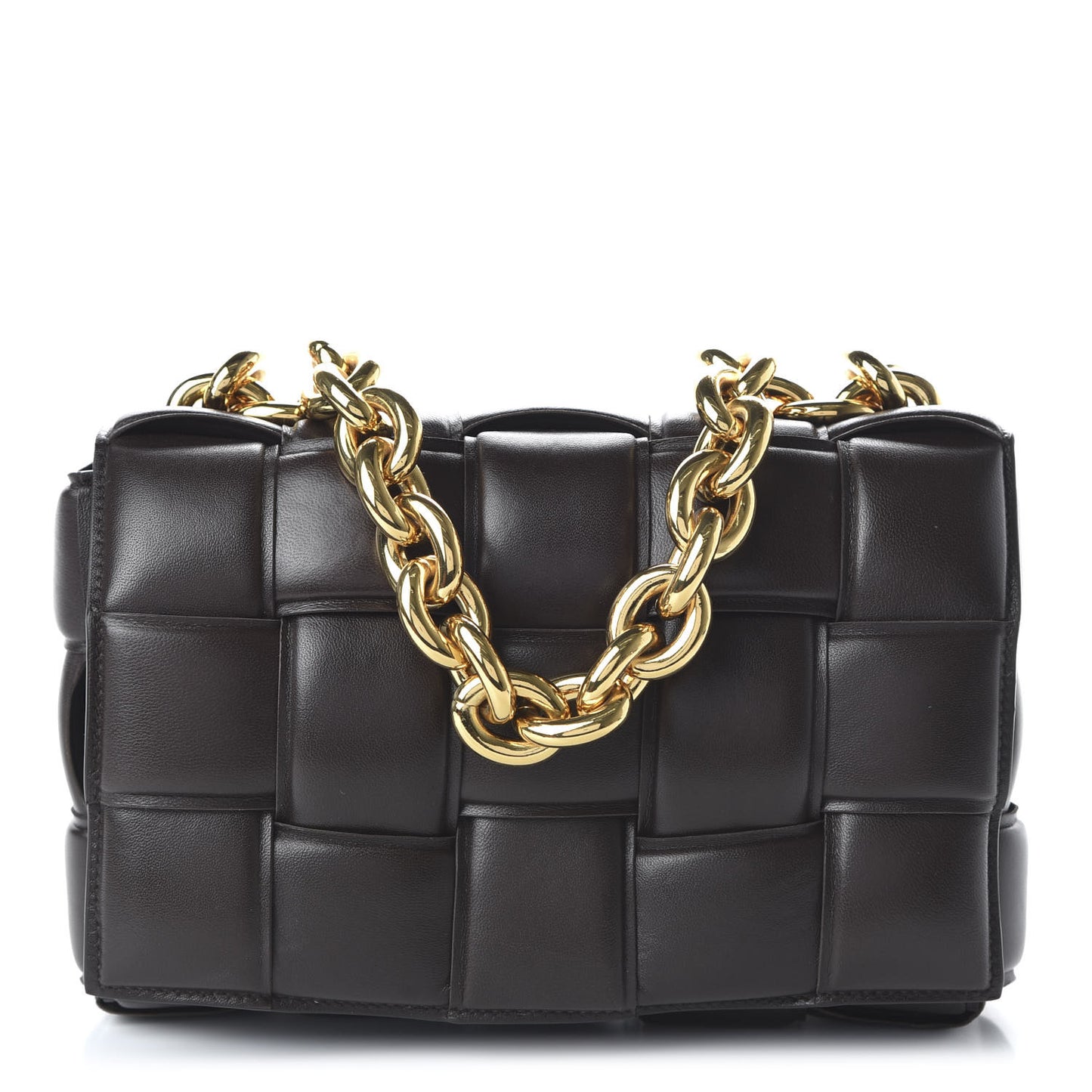 Lambskin Maxi Intreccio Padded Chain Cassette Crossbody Bag Black