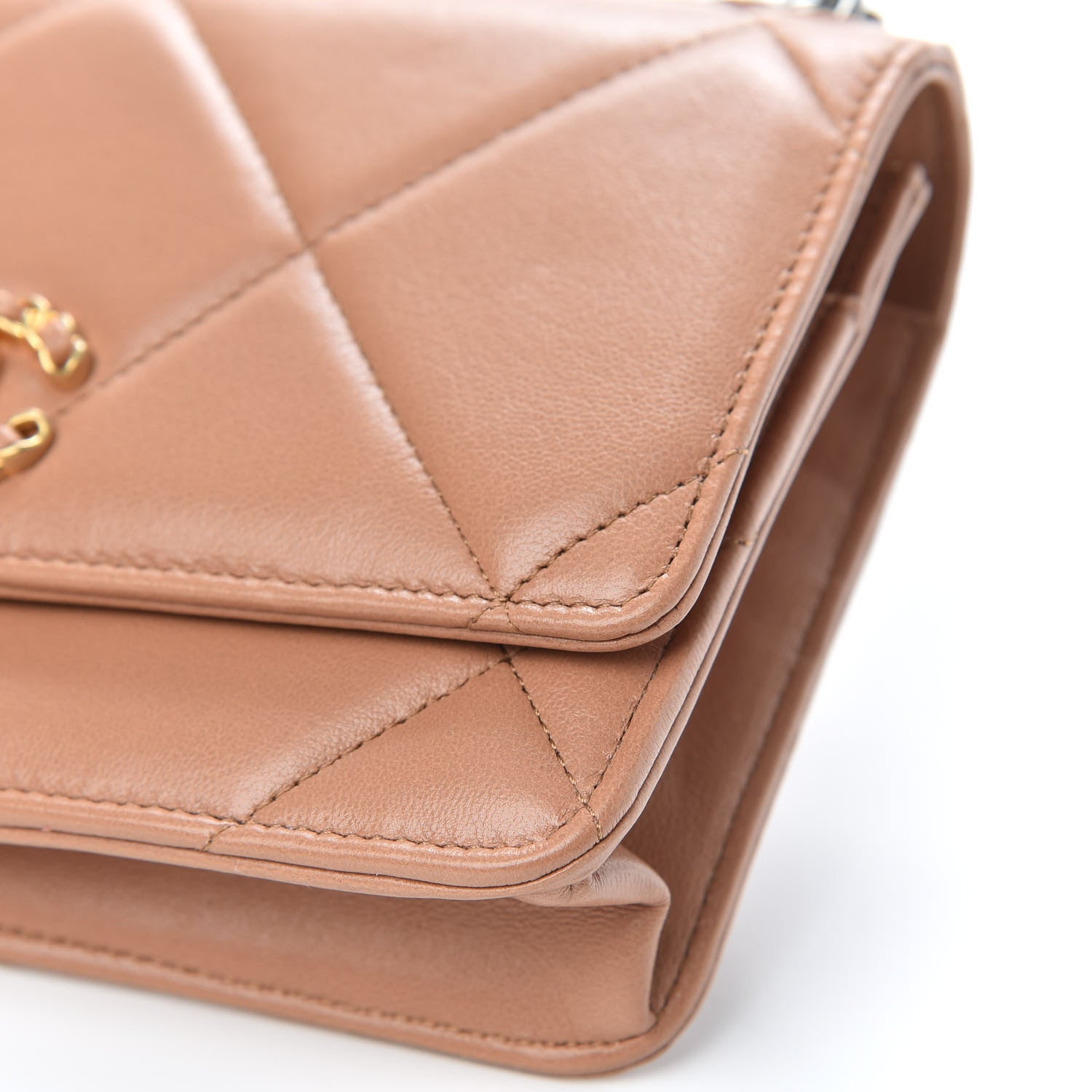 Chanel Lambskin Quilted Chanel 19 Wallet On Chain WOC Brown 11 of 14