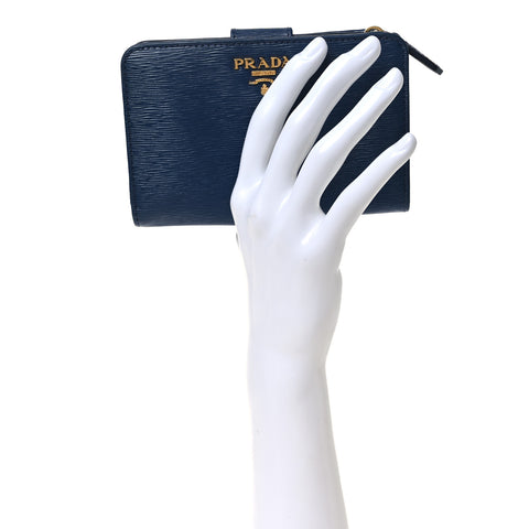 Vitello Move Metal Compact Wallet Bluette