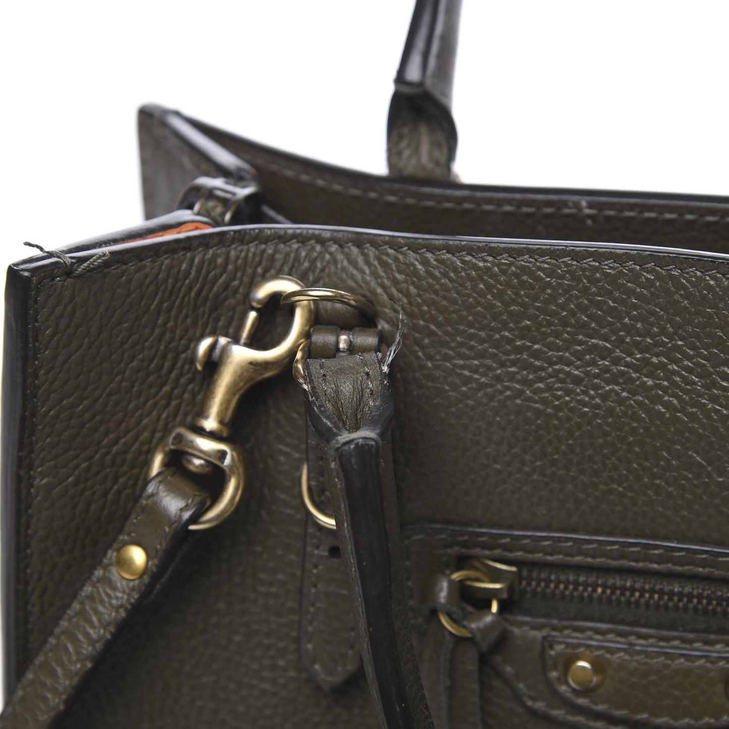 Grained Calfskin Papier Mini A4 Zip Around Tote Green