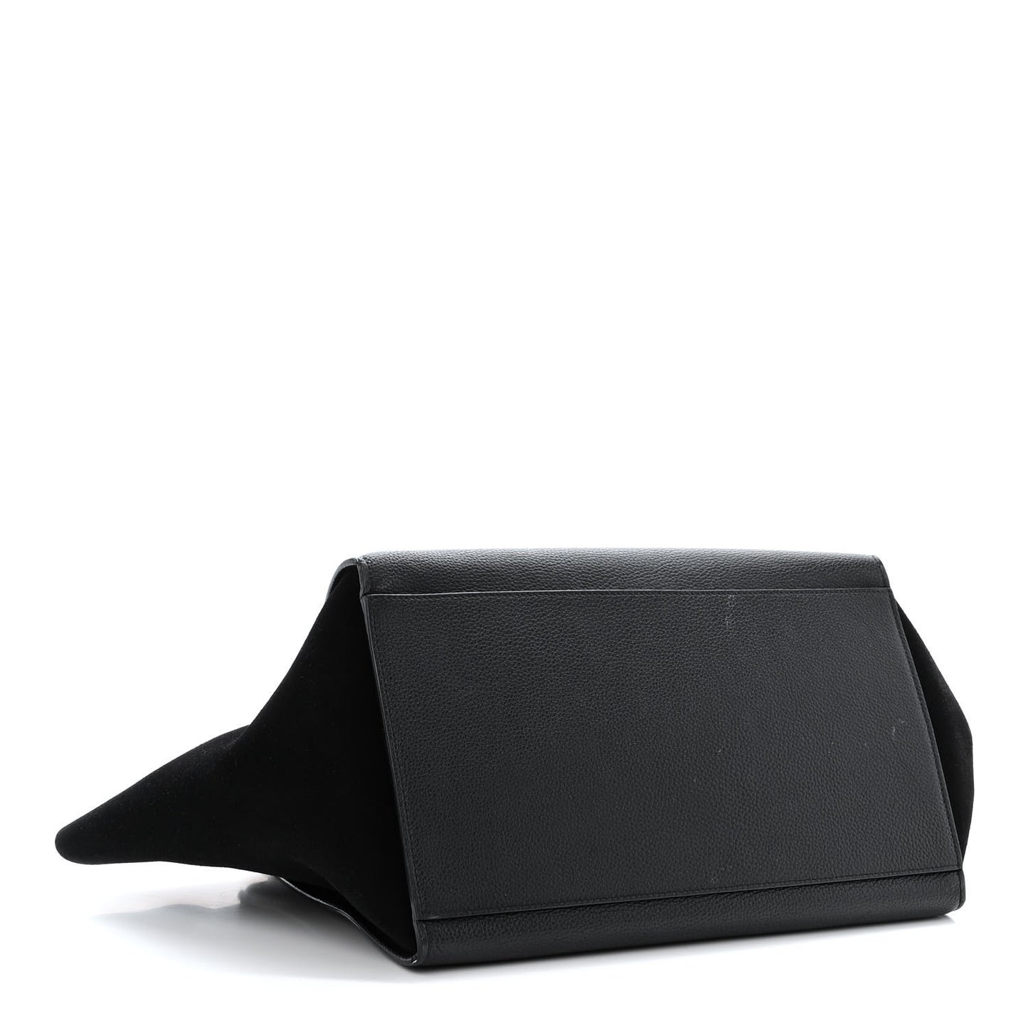 Drummed Calfskin Suede Medium Trapeze Black