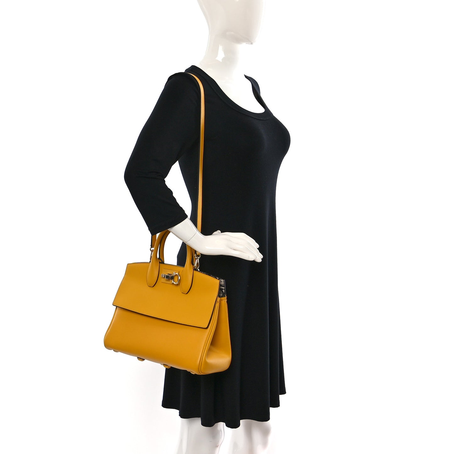 Hammered Calfskin Medium The Studio Box Bag Yellow