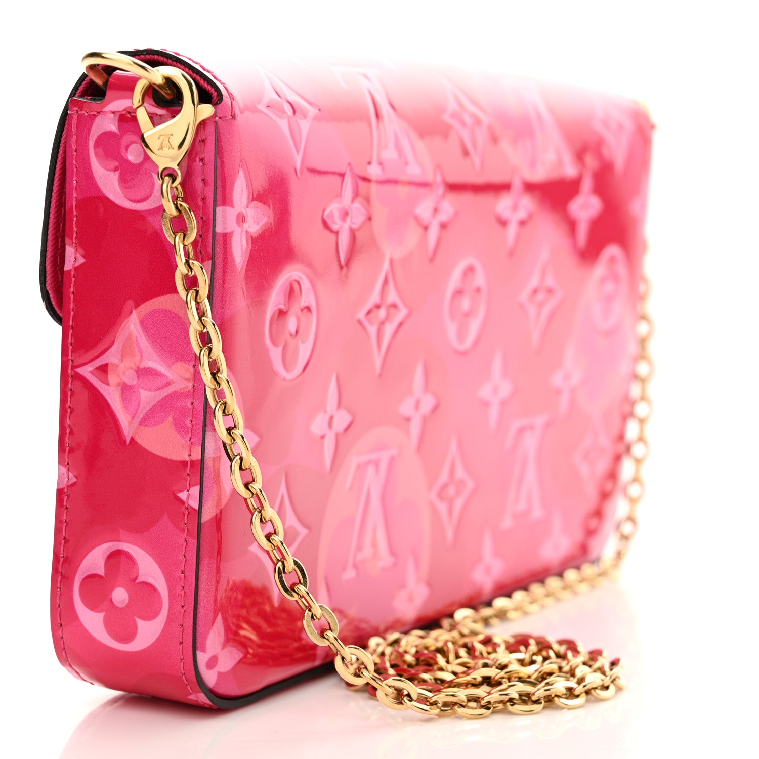 Louis Vuitton Vernis Valentine Pochette Felicie Chain Wallet Fuchsia 3 of 10