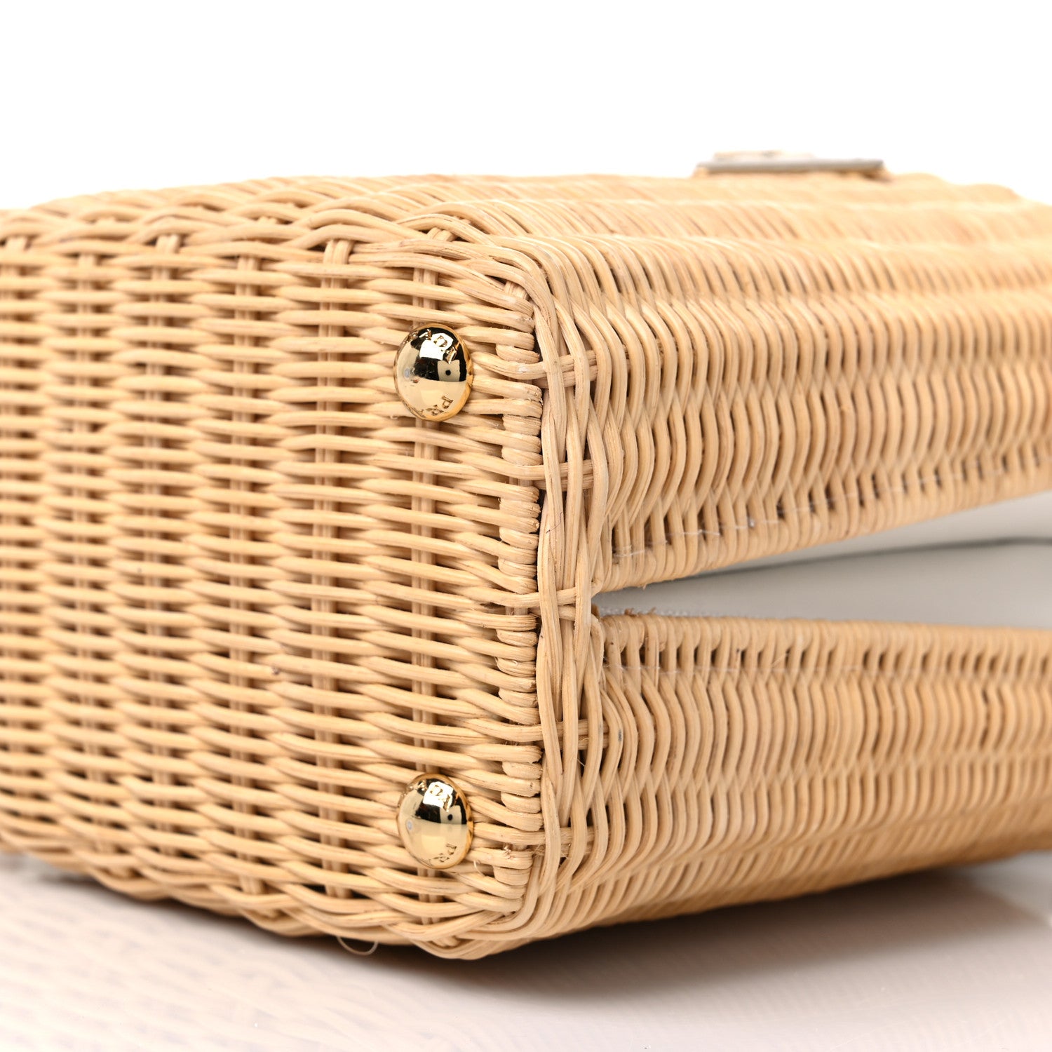 Prada Wicker Canvas Panier Bucket Bag Naturale White 9 of 9