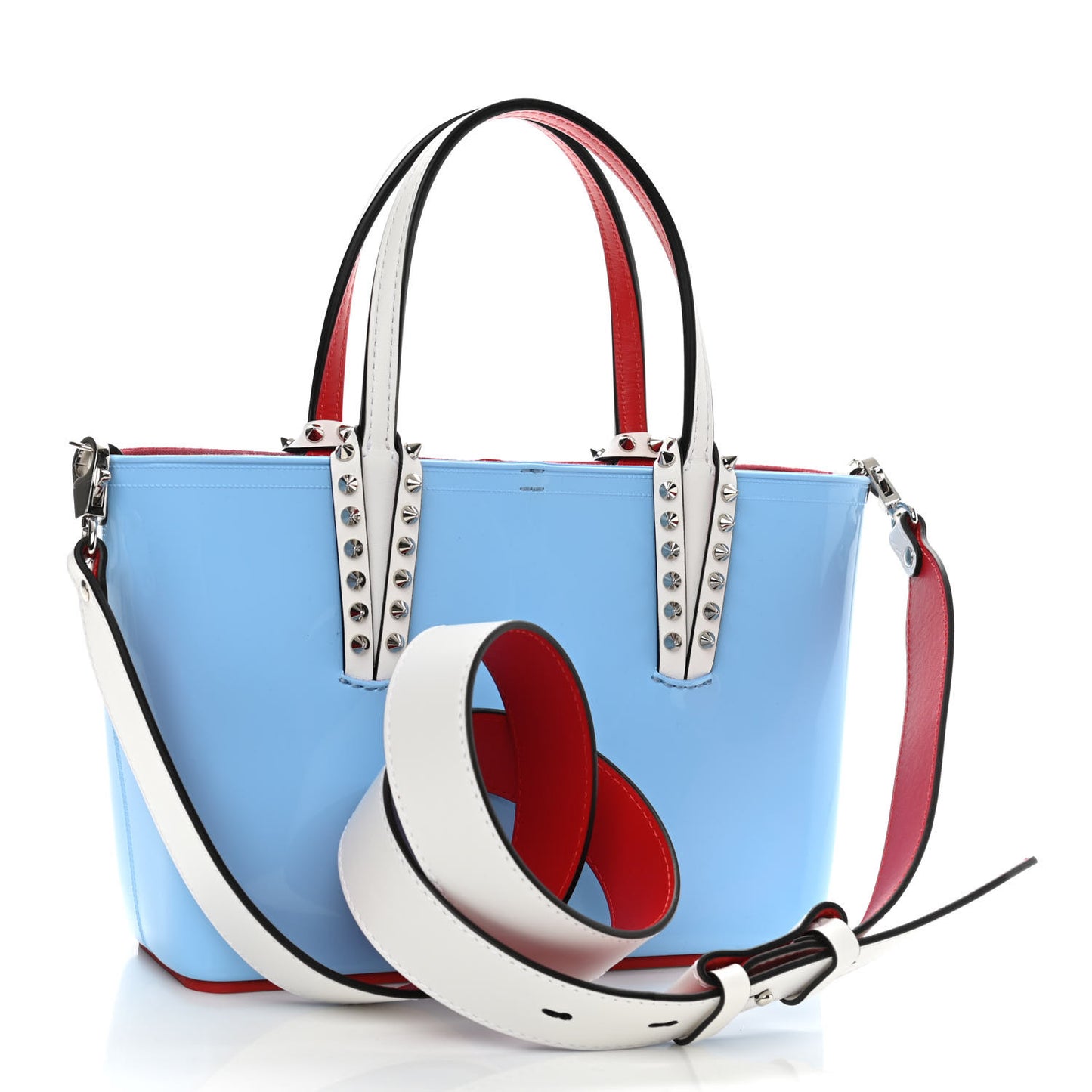 Patent Calfskin Spikes Mini East West Cabata Tote Splash