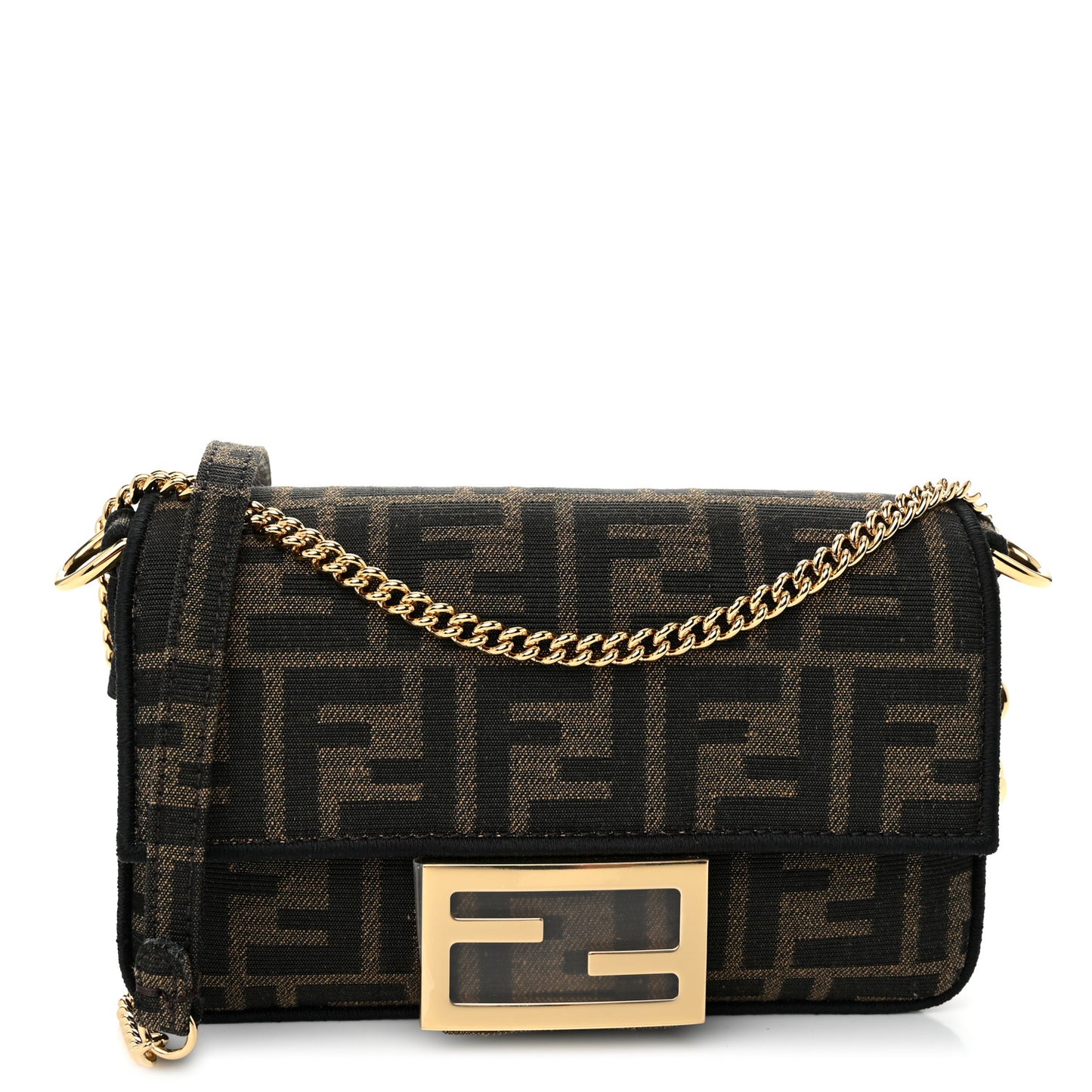 Fabric Jacquard FF 1974 Mini Baguette Tobacco Moro Black