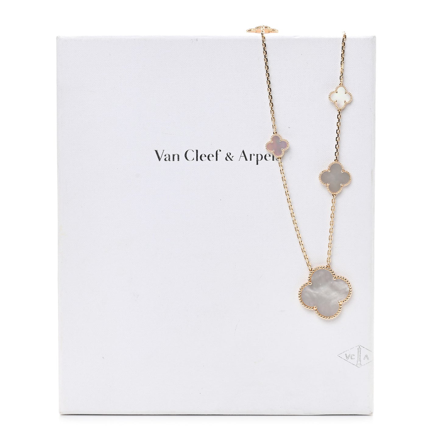 18K Yellow Gold Mother of Pearl 11 Motifs Magic Alhambra Necklace