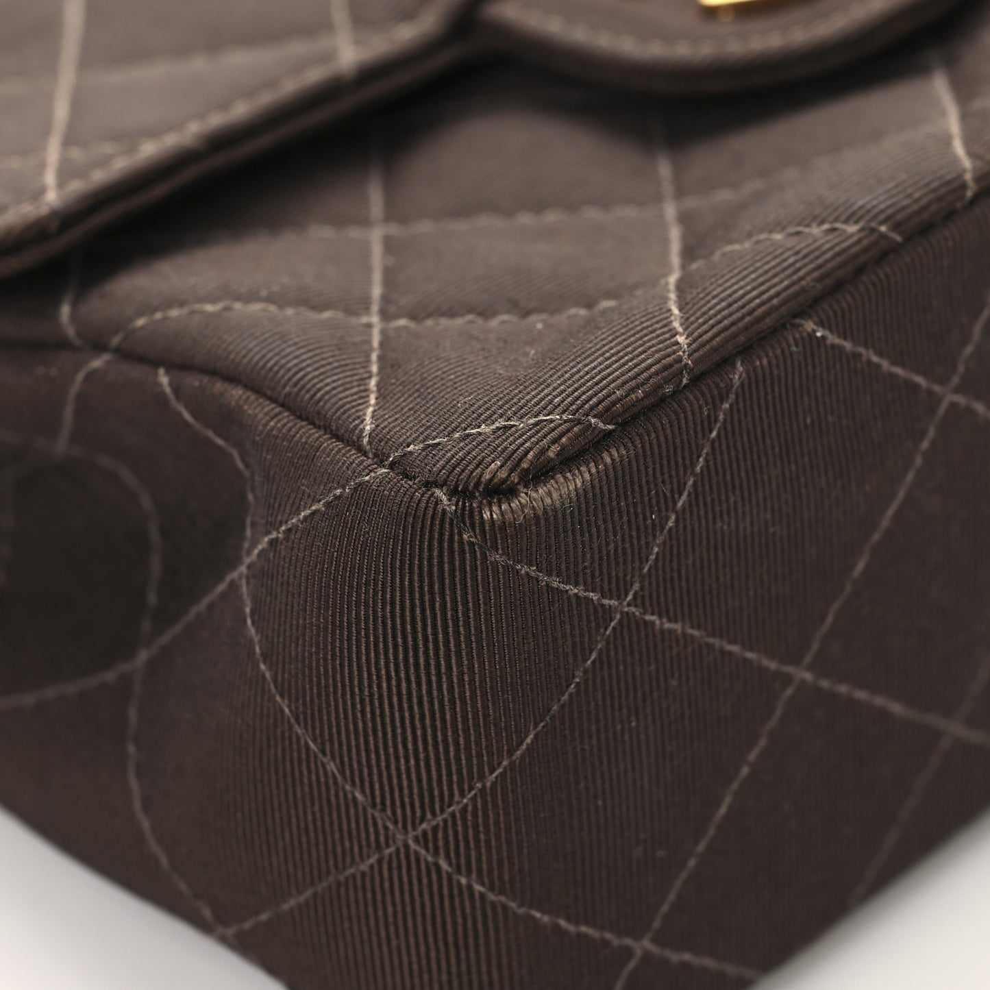 Grosgrain Quilted Mini Square Flap Brown