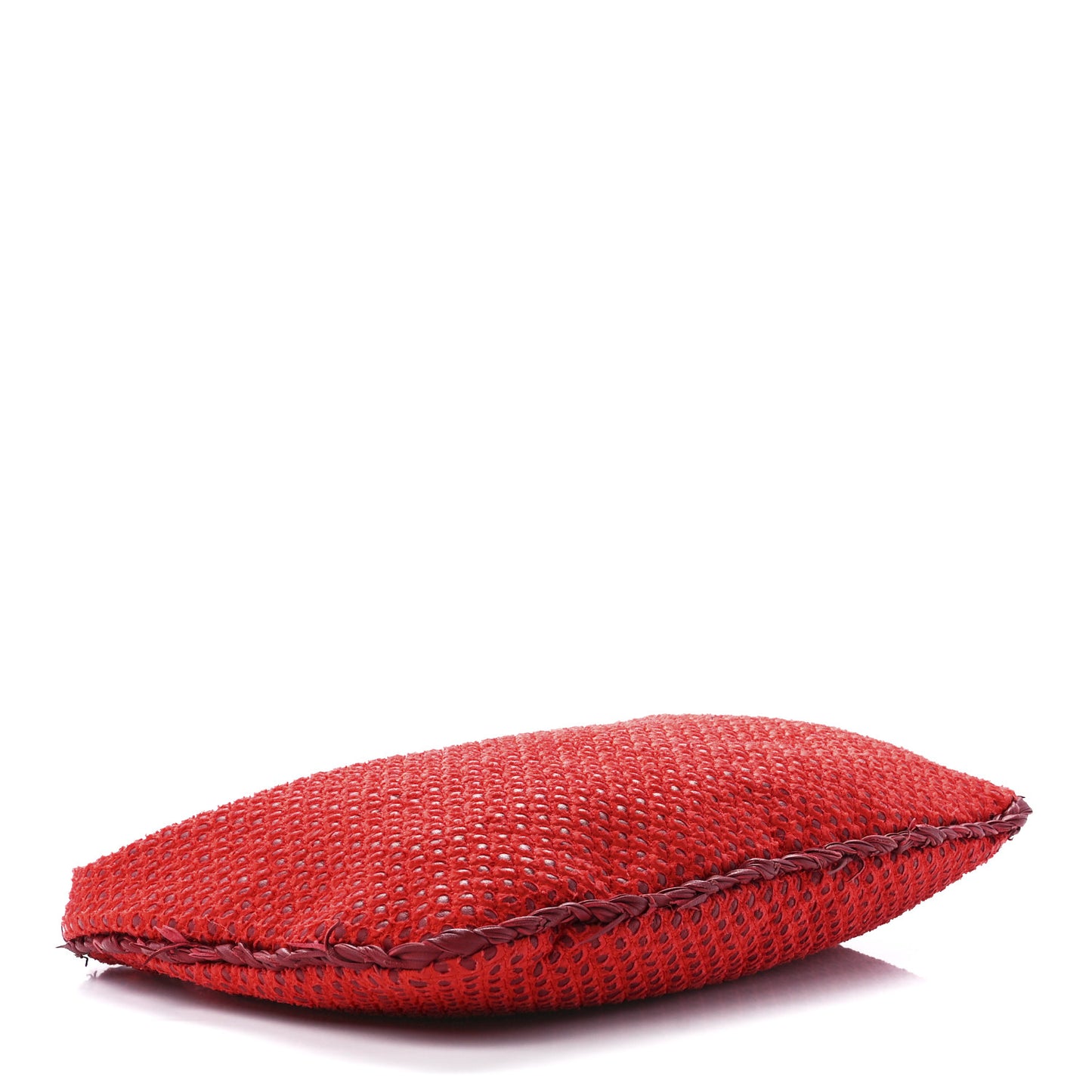 Nappa Fabric Intrecciato Large Distressed Fringe Veneta Hobo Red