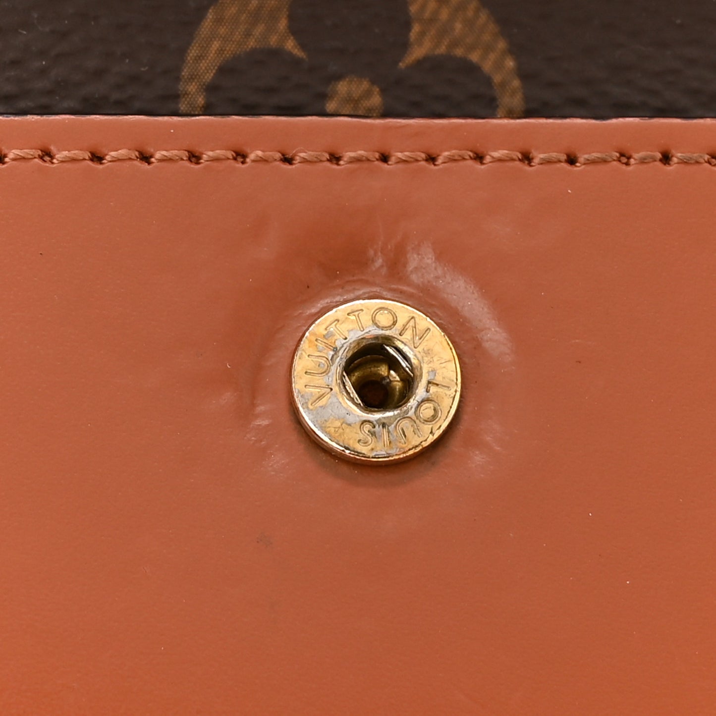 Monogram Flower Lock Compact Wallet Caramel