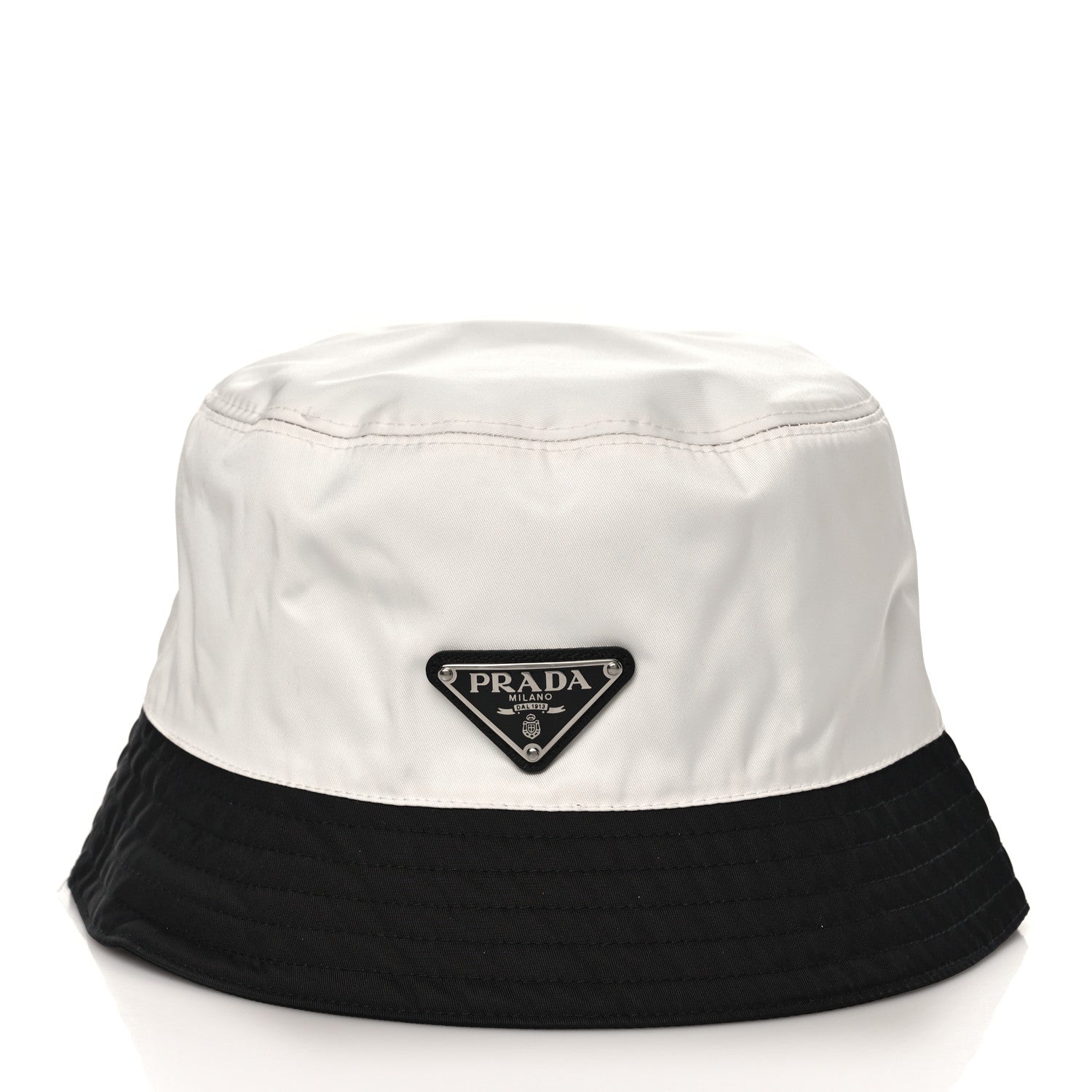 Prada Nylon Bucket Hat M White Black 2 of 7