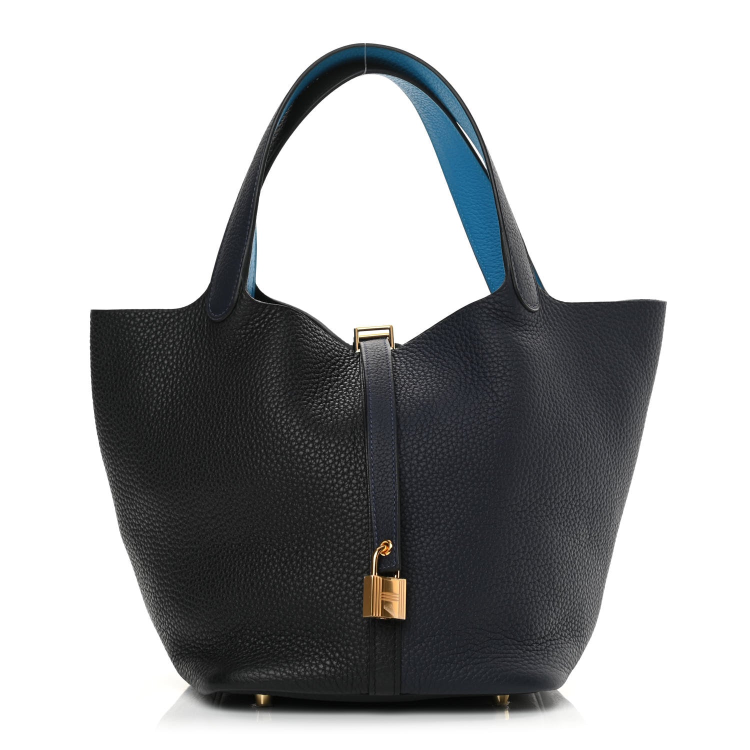 Hermes Taurillon Clemence Casaque Picotin Lock 22 MM Bleu Nuit Black Blue Frida 1 of 10