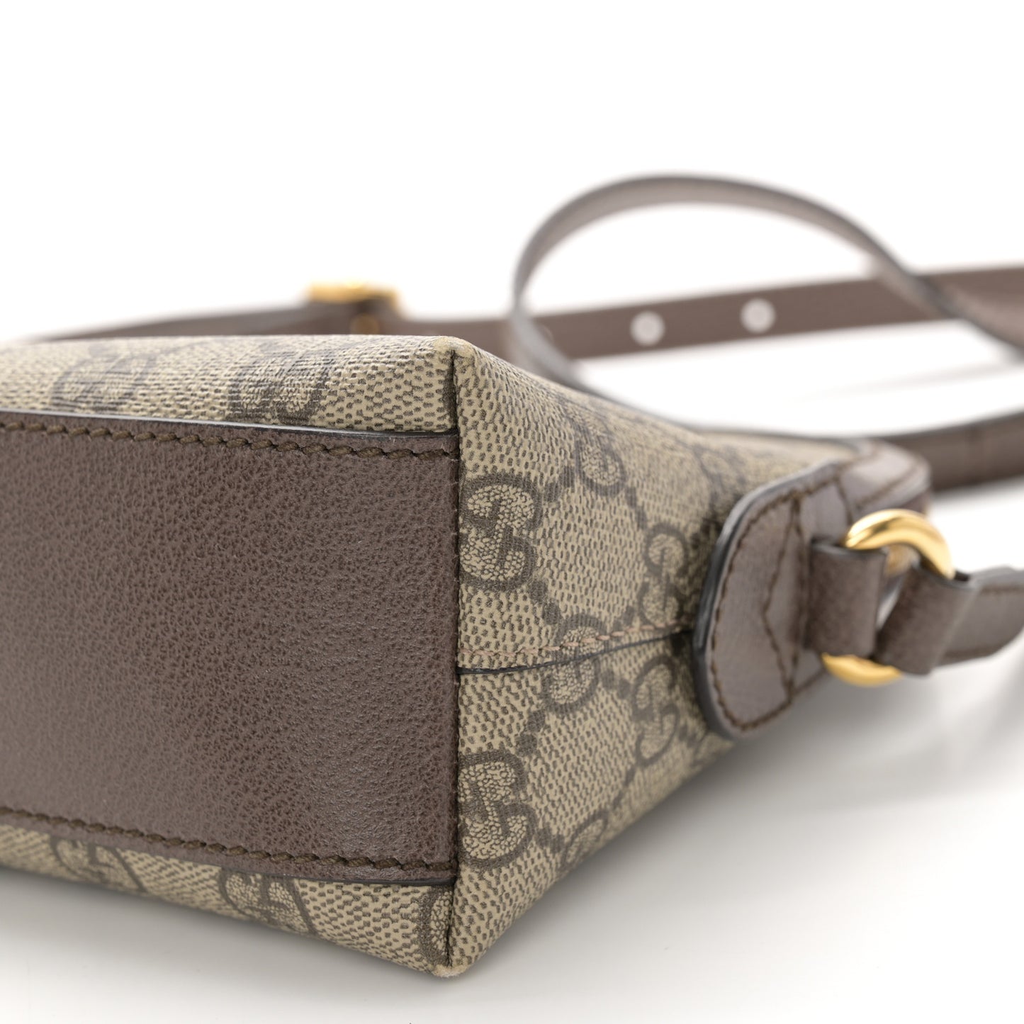 GG Supreme Monogram Textured Dollar Calfskin Web Small Ophidia Dome Shoulder Bag Beige Ebony New Acero