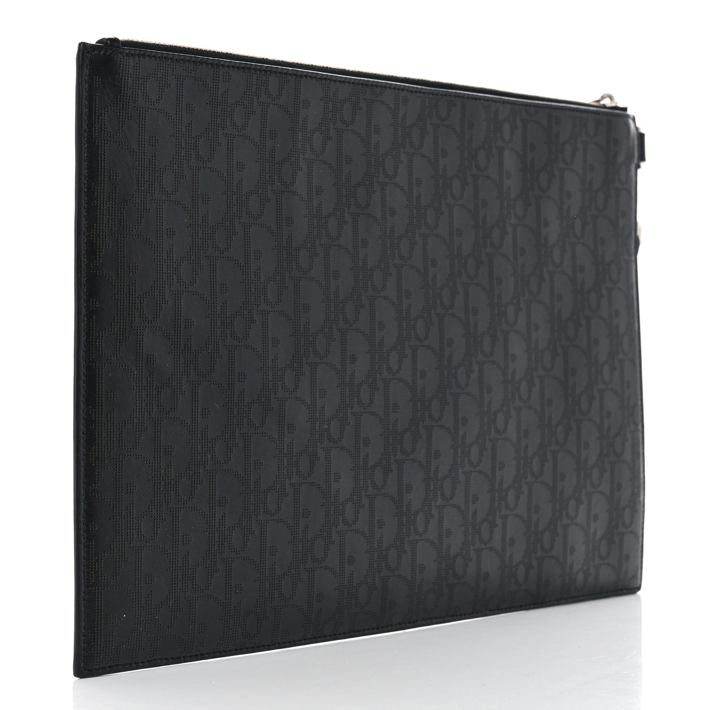 Calfskin Perforated Oblique Galaxy Flat Case Black