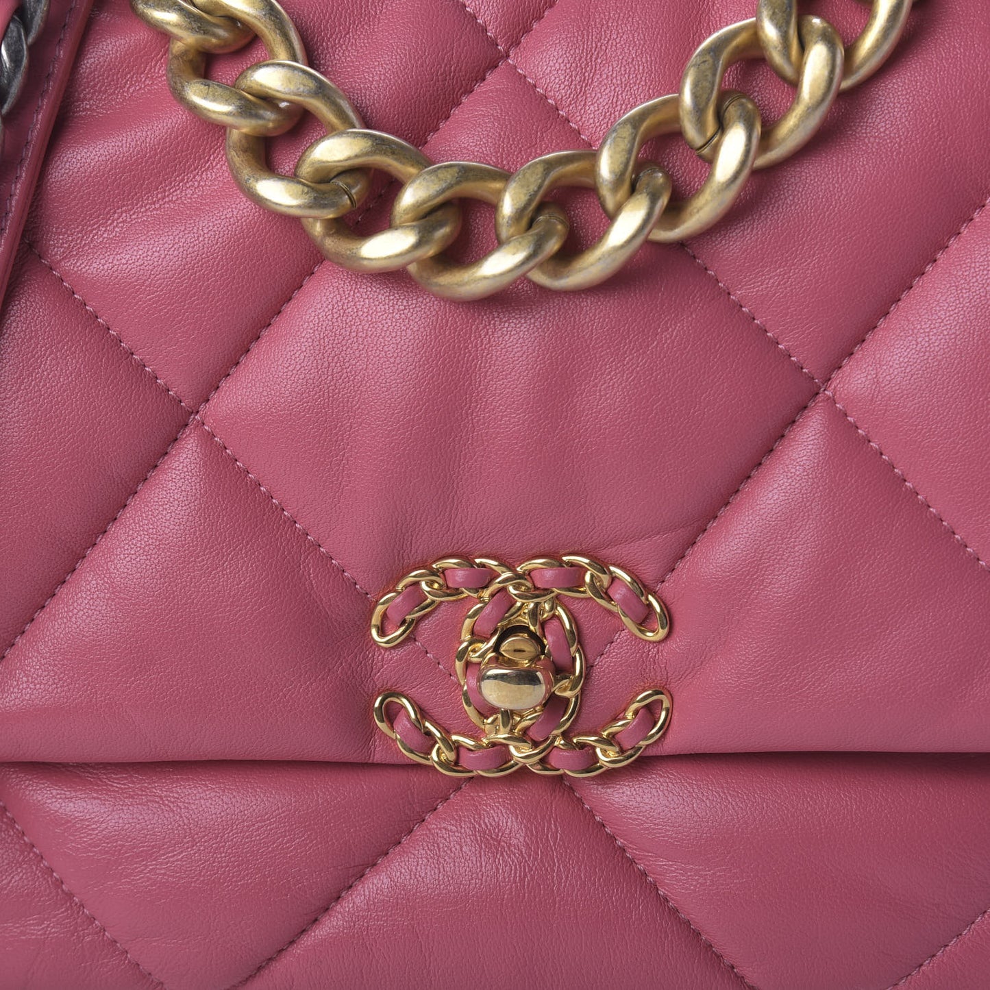 Goatskin Quilted Large 19 Flap Pink