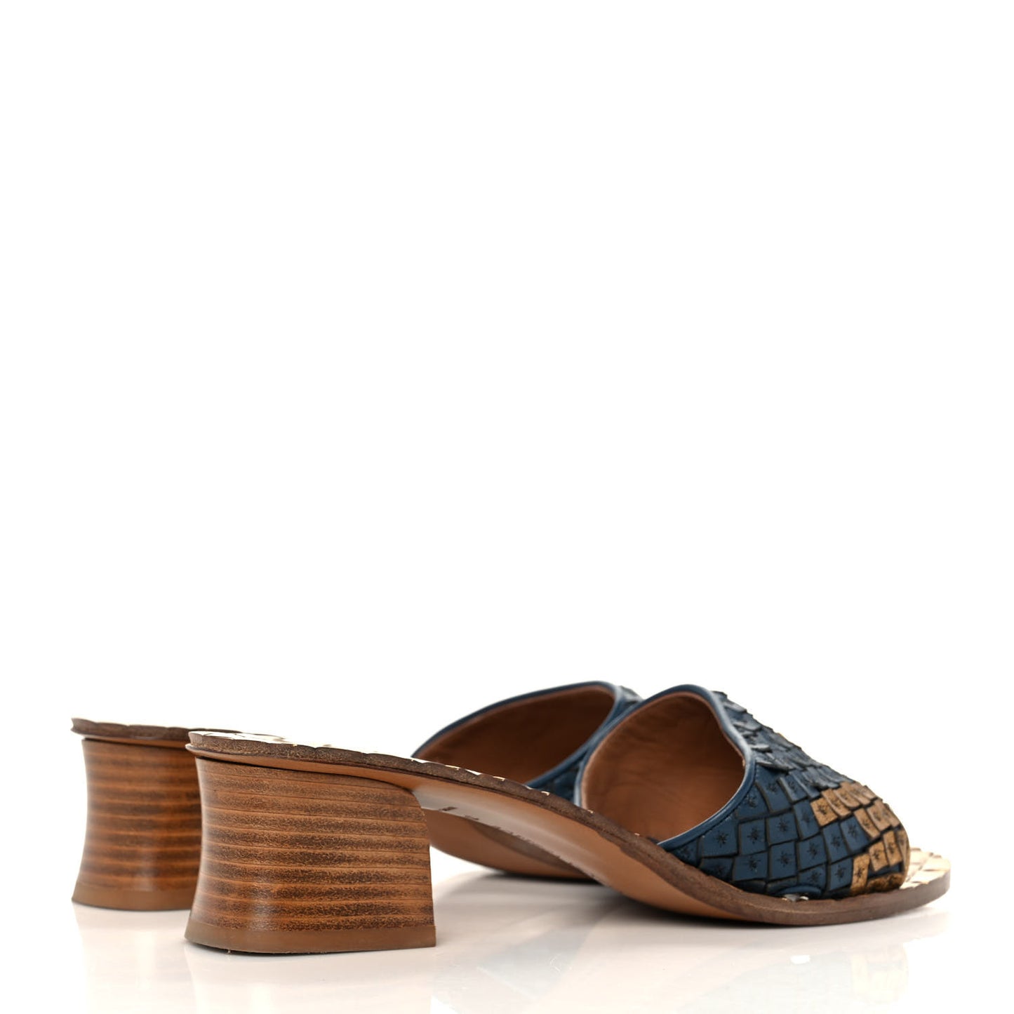 Metallic Nappa Intrecciato Slide Sandals 37 Blue Gold
