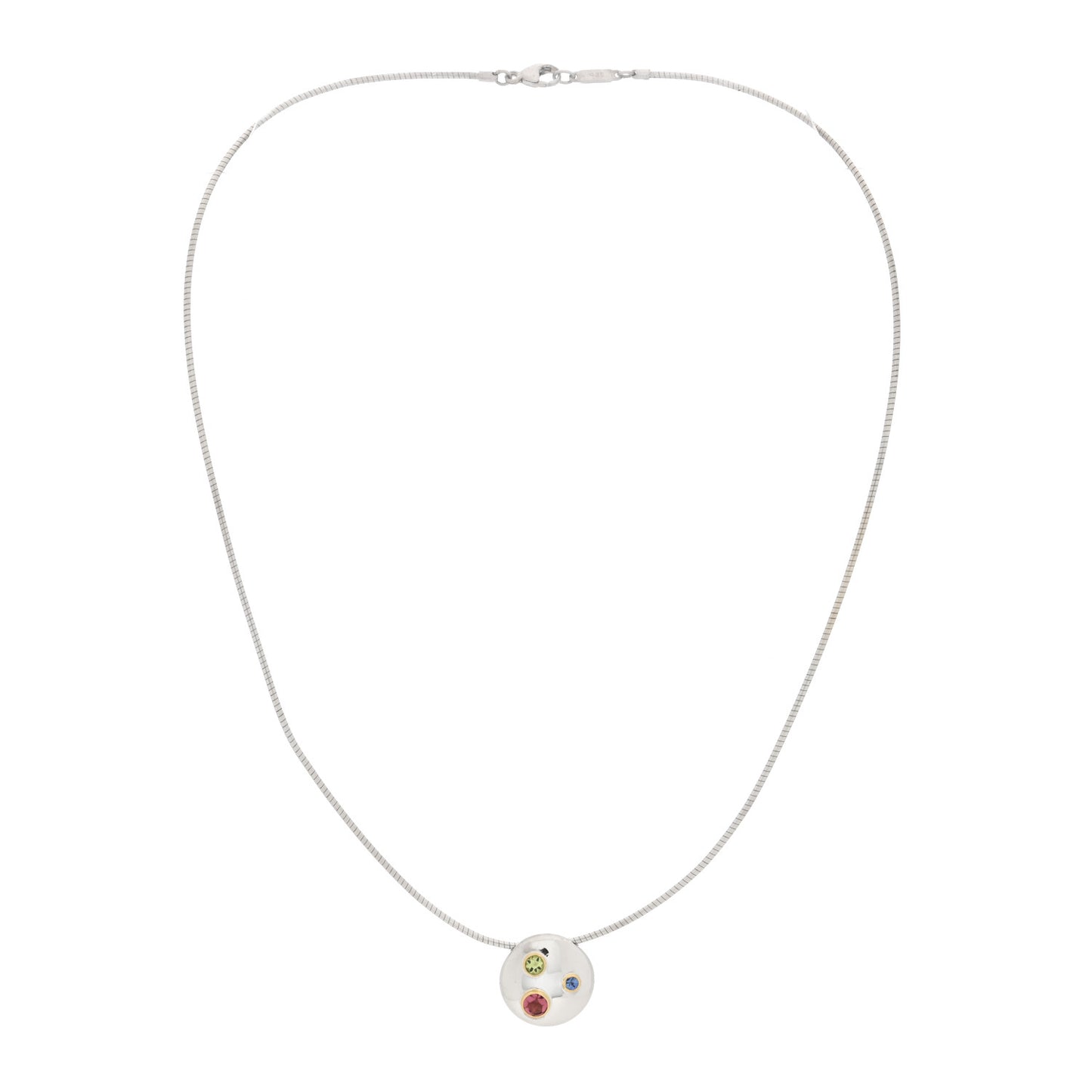 Sterling Silver Blue Sapphire Peridot Pink Tourmaline Etoile Pendant Necklace