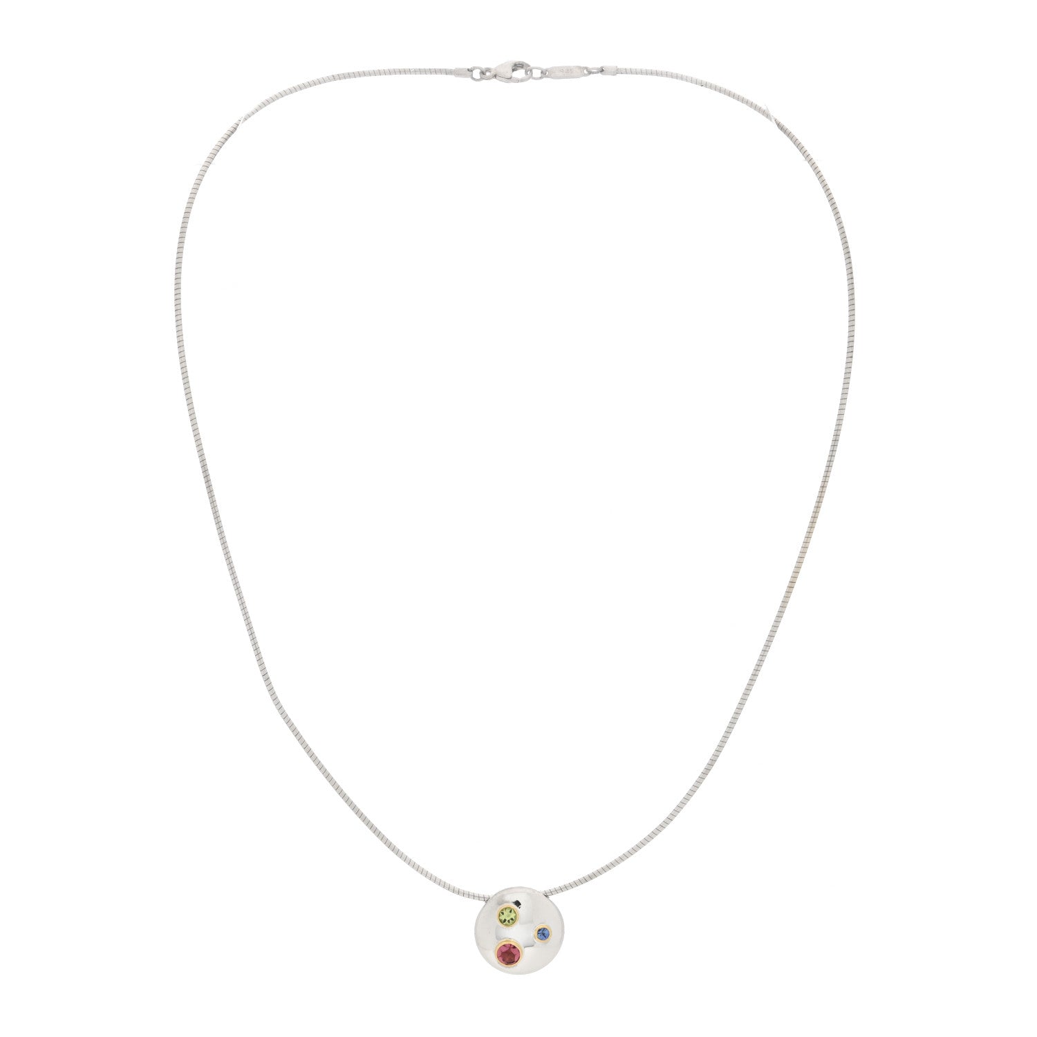 Tiffany Sterling Silver Blue Sapphire Peridot Pink Tourmaline Etoile Pendant Necklace 3 of 6