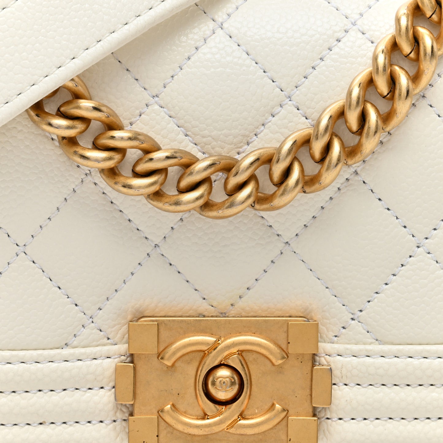 Caviar Quilted Mini Boy Flap White