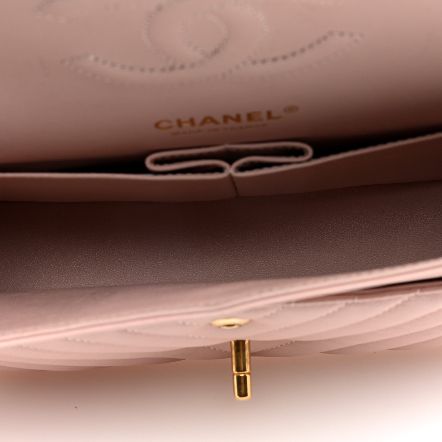 Chanel Calfskin Chevron Quilted Medium Double Flap Light Pink 5 of 10