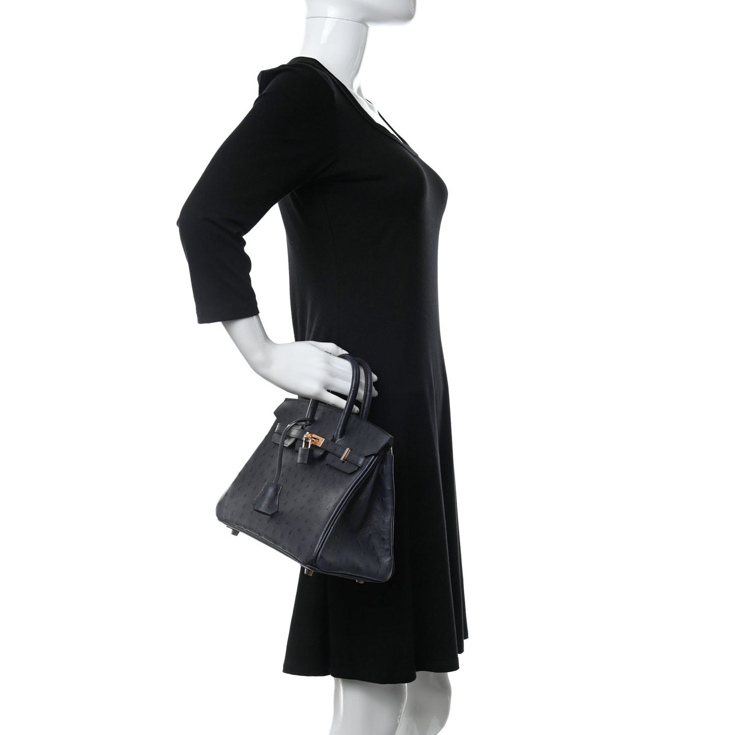 Ostrich Birkin 25 Bleu Indigo