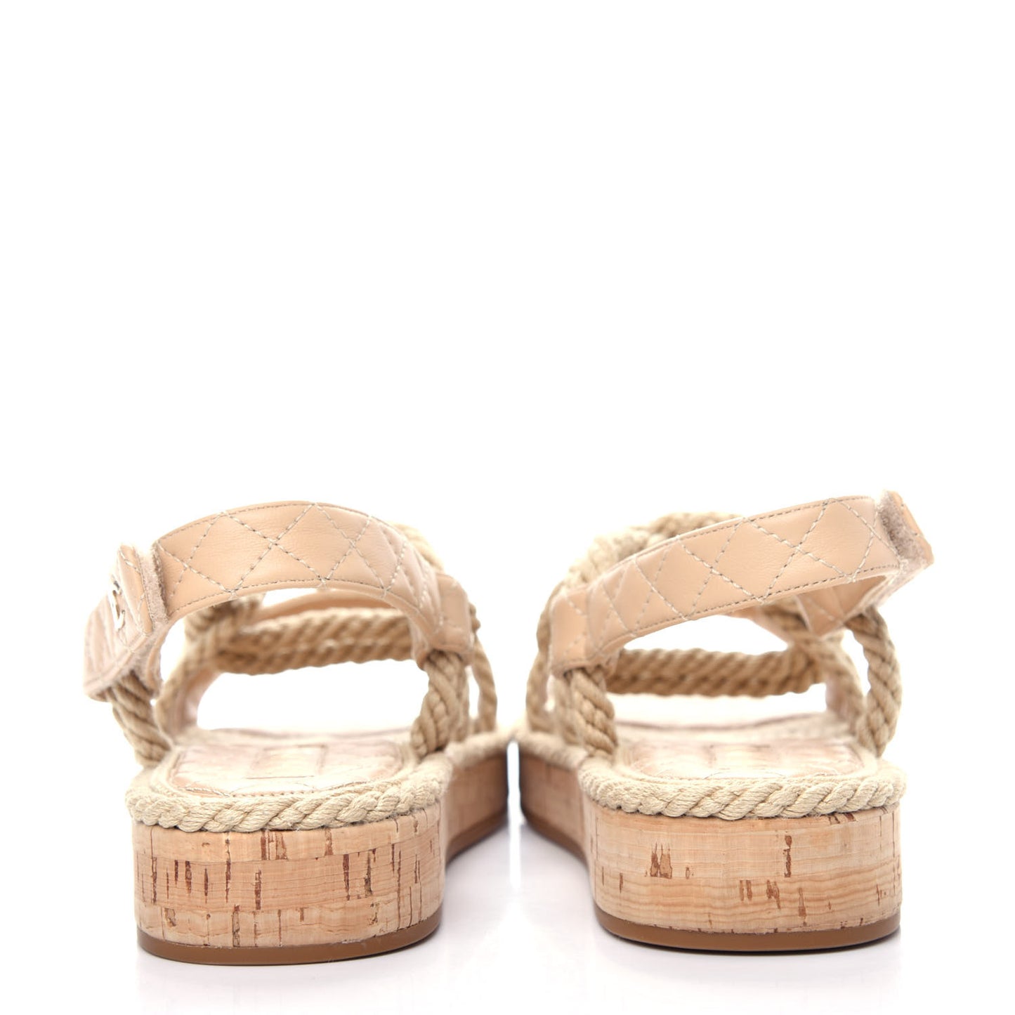 Cord Lambskin Quilted Logo Sandals 41 Beige