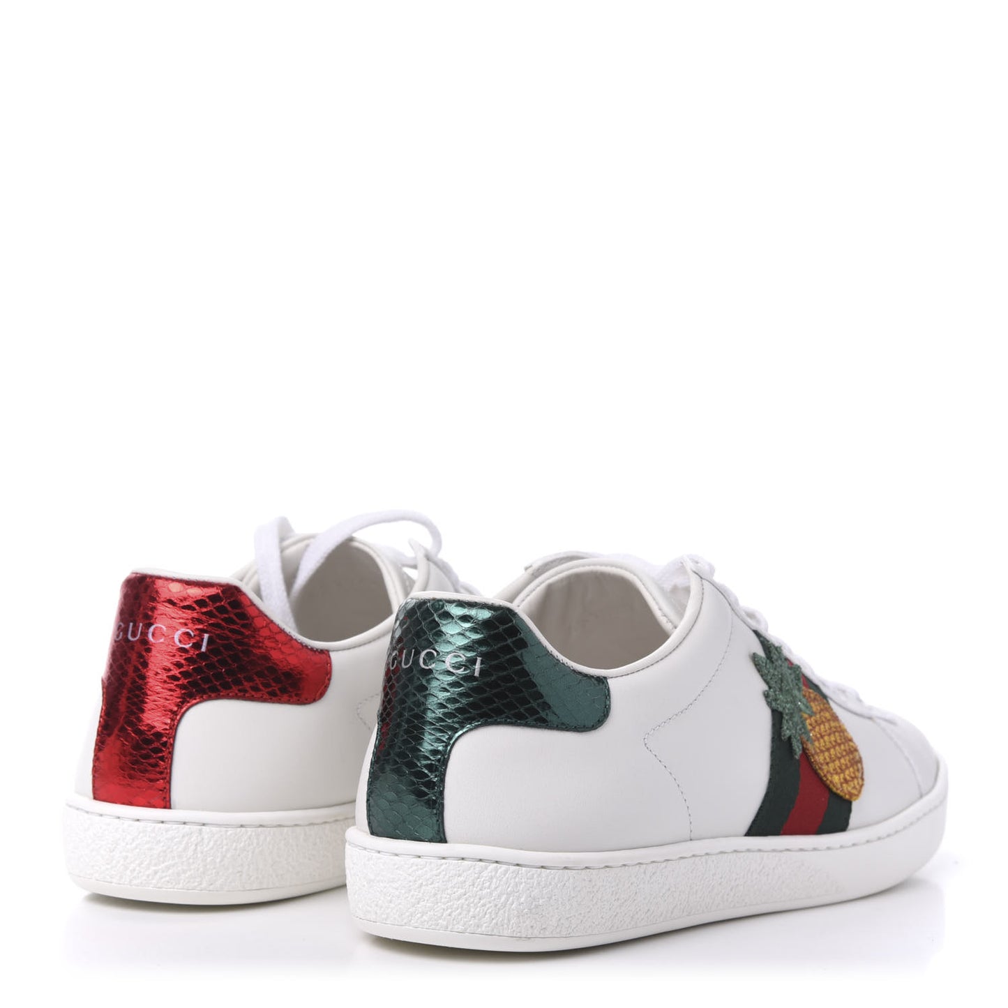 Calfskin Ayers Web Pineapple Ladybug Embroidered Womens Ace Sneakers 36.5 White
