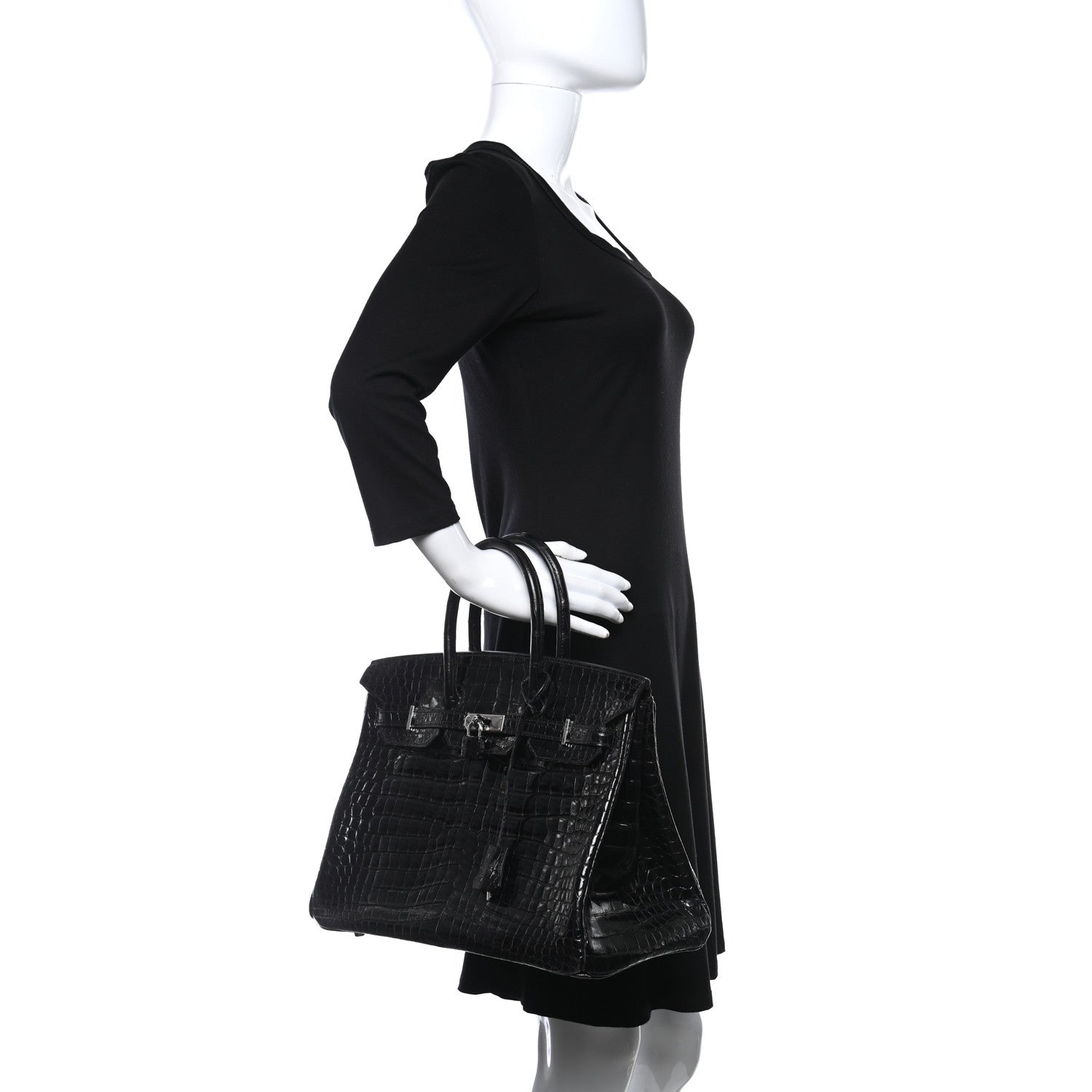 Hermes Shiny Porosus Crocodile Birkin 35 Black 2 of 15