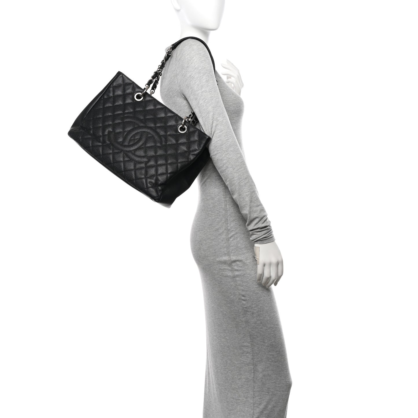 Caviar Quilted Grand Shopping Tote GST Black