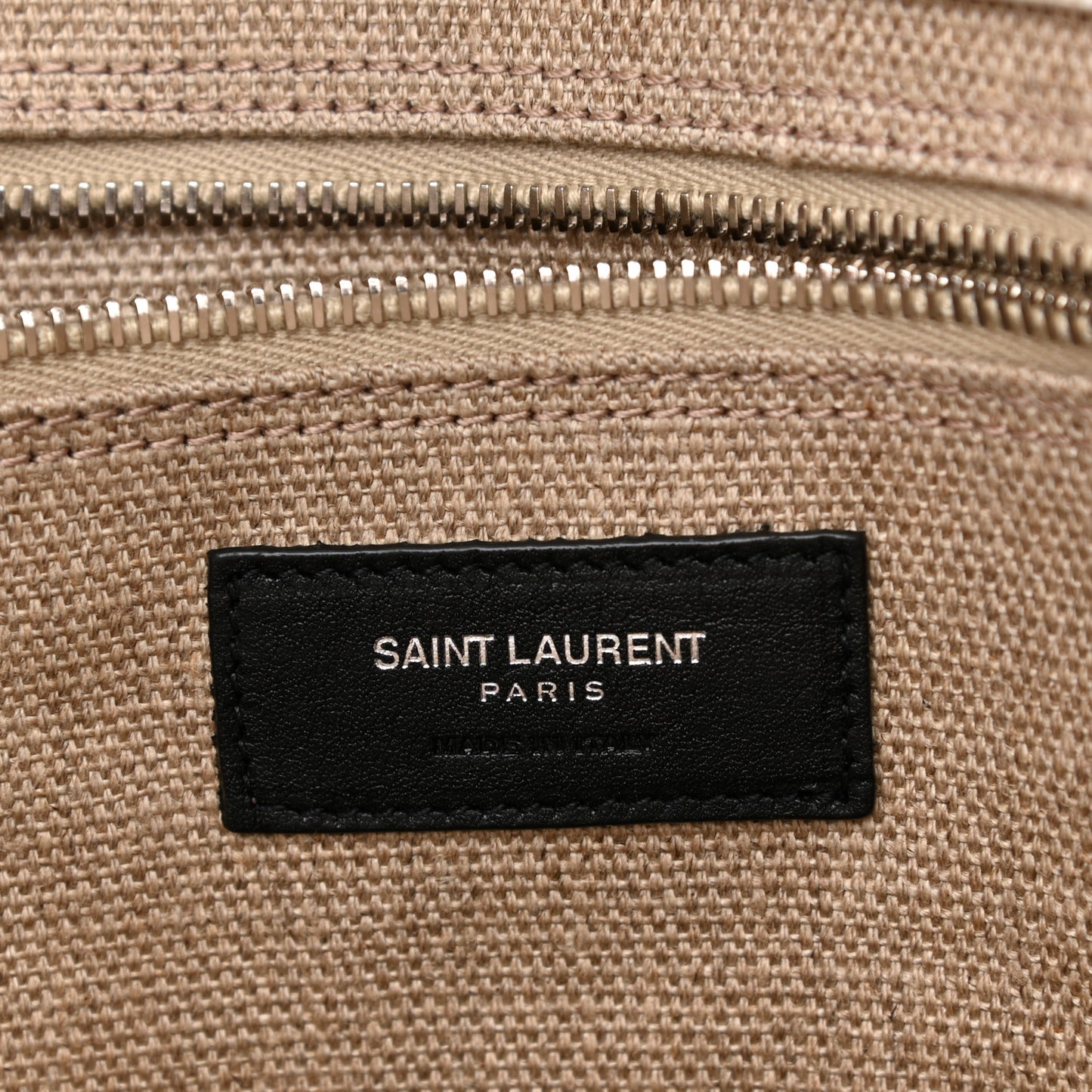 Linen Calfskin Rive Gauche North South Tote Optic White