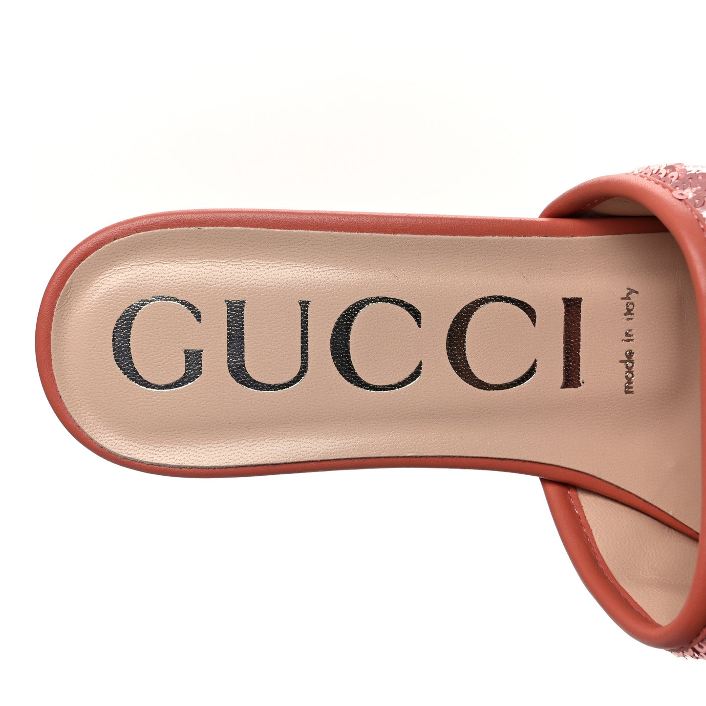 Sequin Satin Calfskin Matelasse GG Marmont Flat Slide Sandals 37.5 Antique Rose Rosa Pale Pink